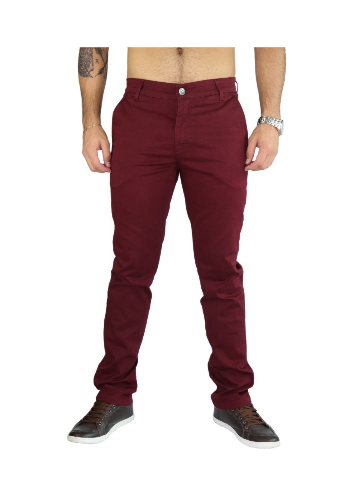 Calça Brim Cordoba AD Amil Com Elastano Muito Top Bordô 989