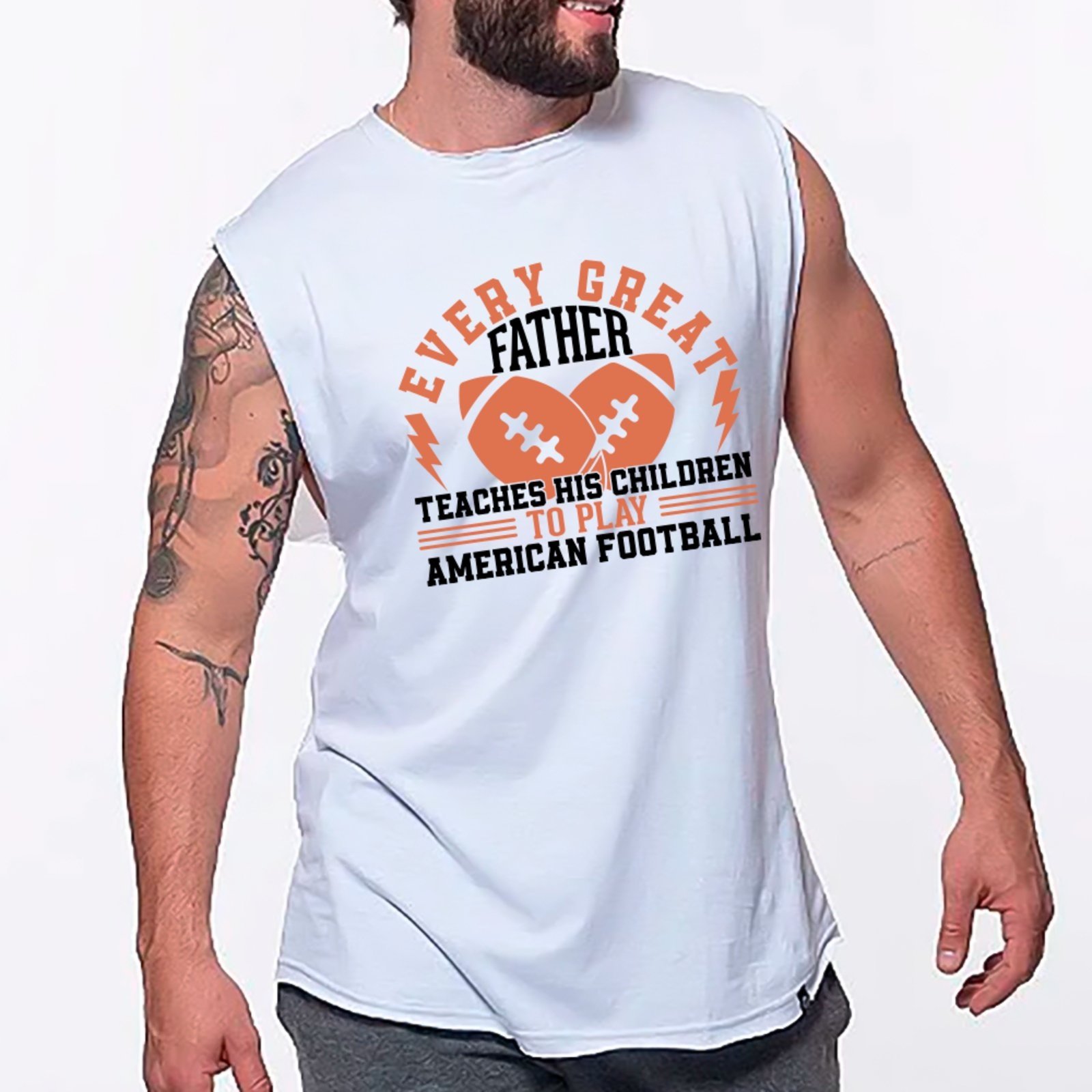 Camiseta Regata Machão Ousy Every Great Father Oversized Masculina Branco