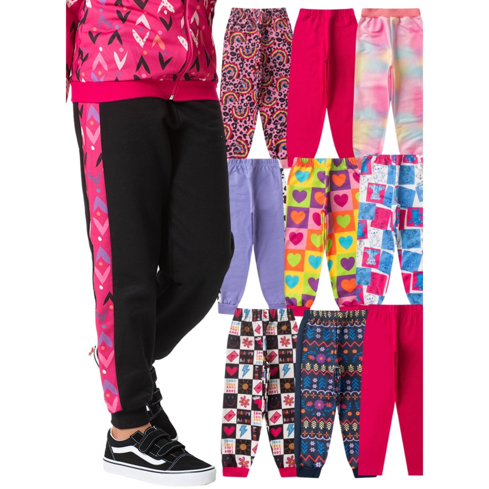 Infantil – Calça Molekada Menina Sortido em Moletom Felpado Multicolorido