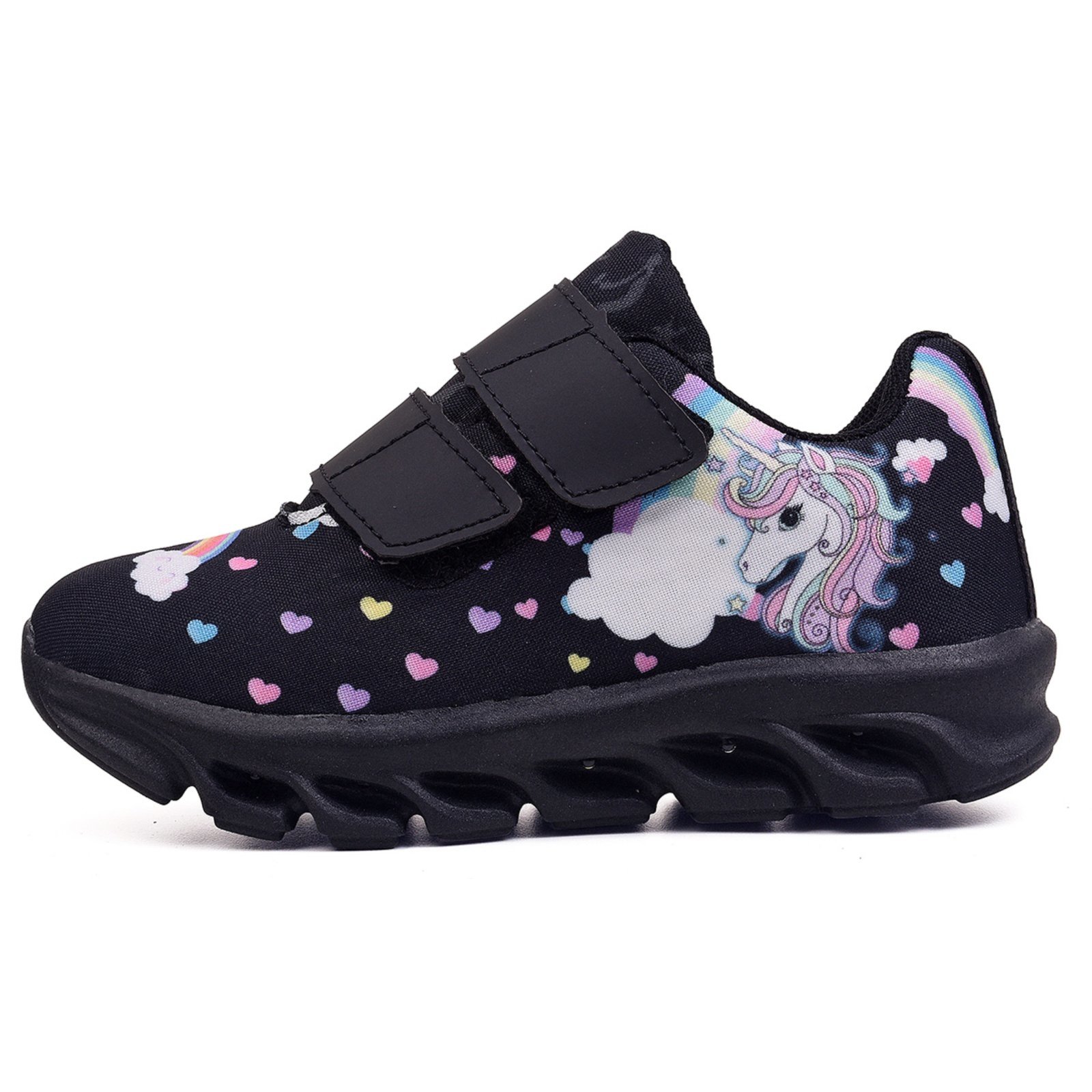 Vista 3 Infantil - Tênis Feminino de Led Unicornio Menina Tira Colante com Óculos e Relógio CALCADOS LGHT LIGHT preto CALCADOS LGHT LIGHT preto