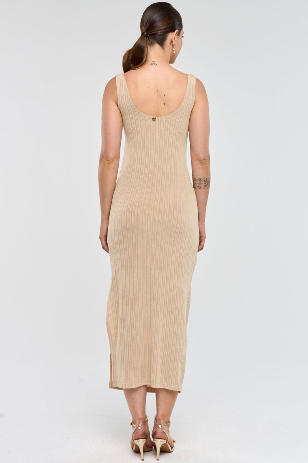 Vestido Midi PKS Drapeado Bege
