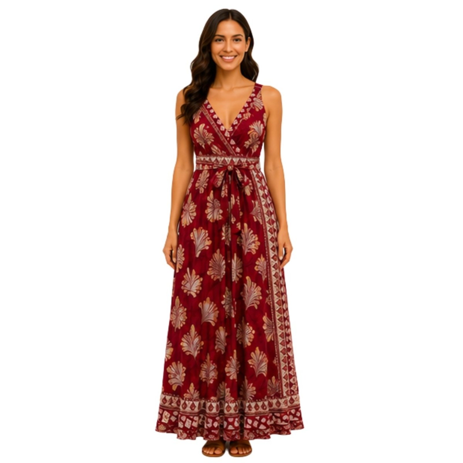 Vestido Longo Feminino Decote V Alças Reguláveis Verão Casual