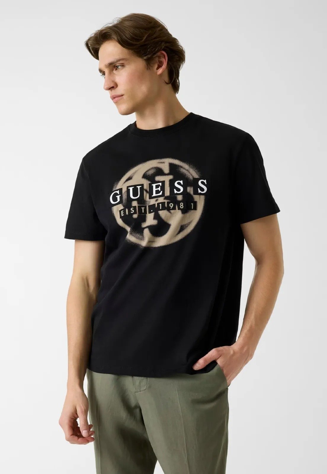 Camiseta Guess Eco Patch Logo Preto