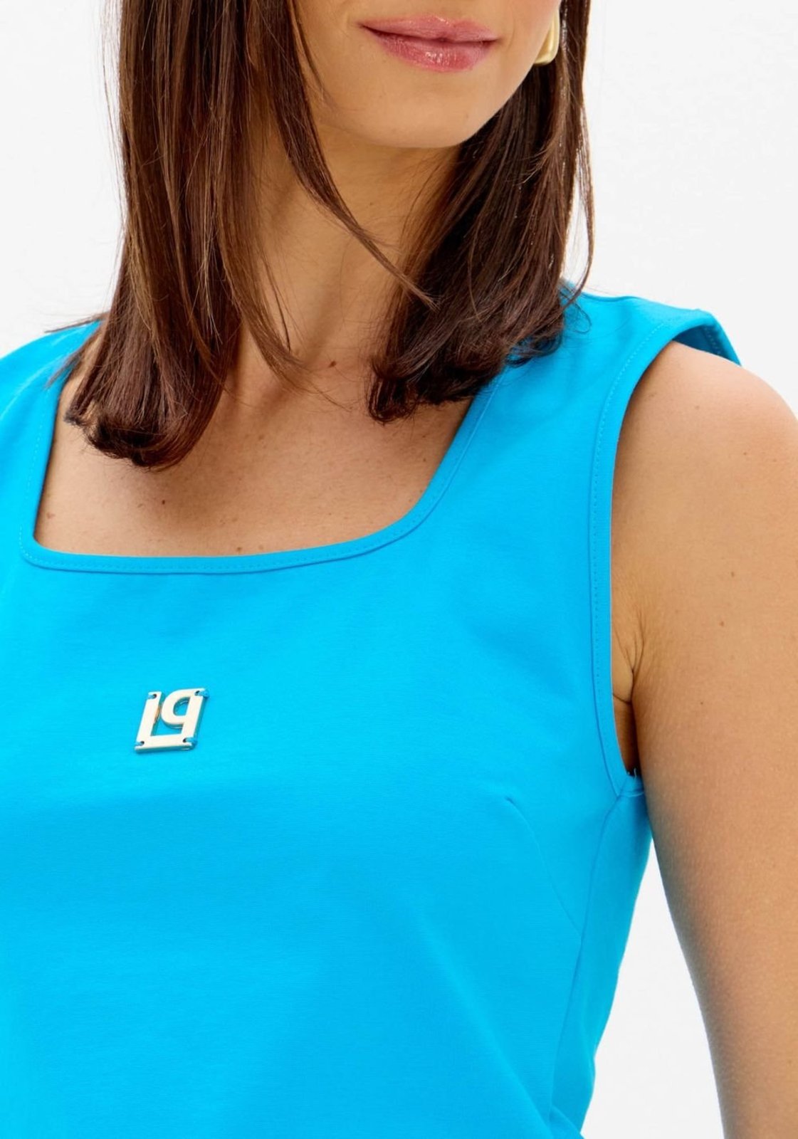Vista 3 Blusa Alongada Sem Mangas Com Logo Lança Perfume azul Lança Perfume azul