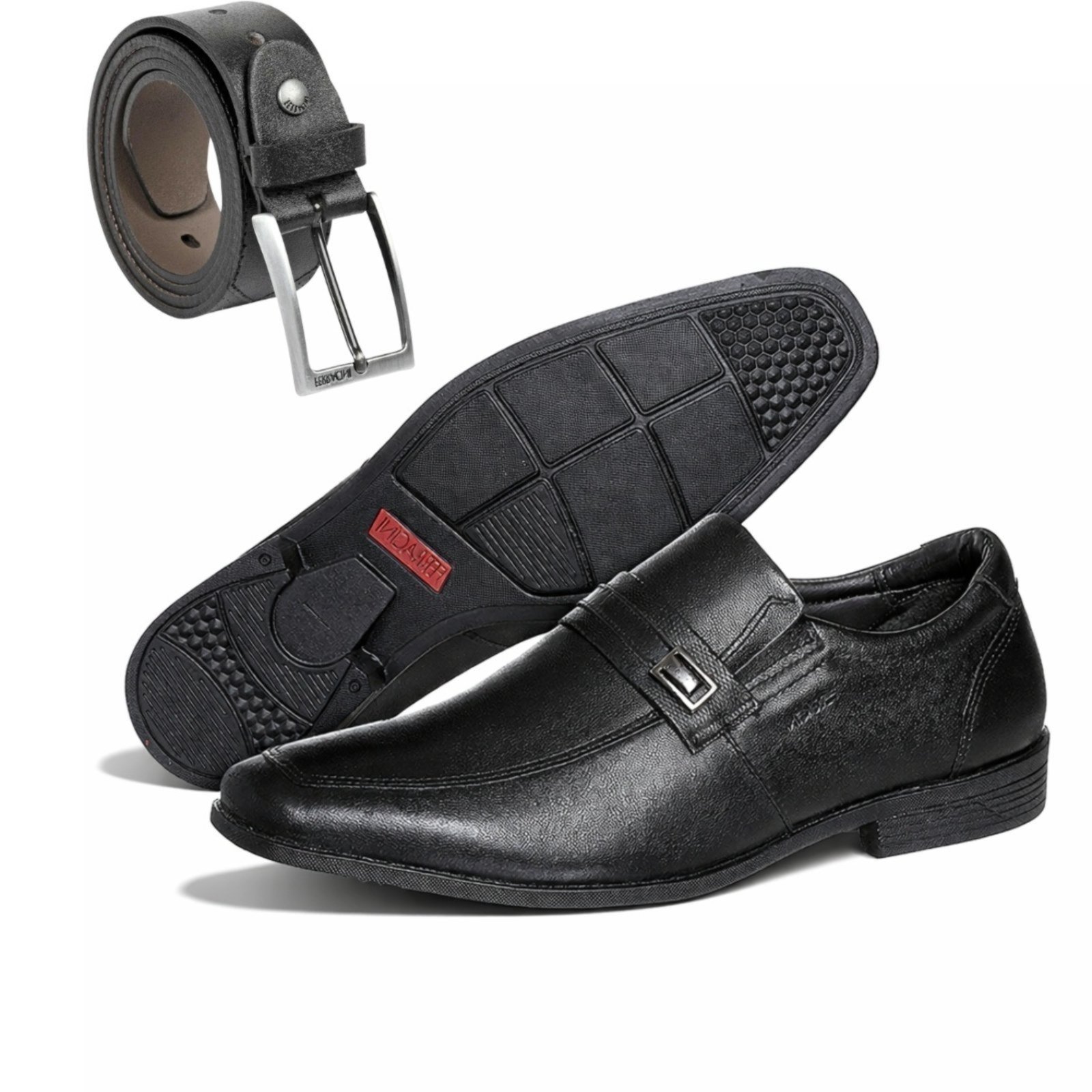 Combo Sapato Social Masculino e Cinto De Couro Preto