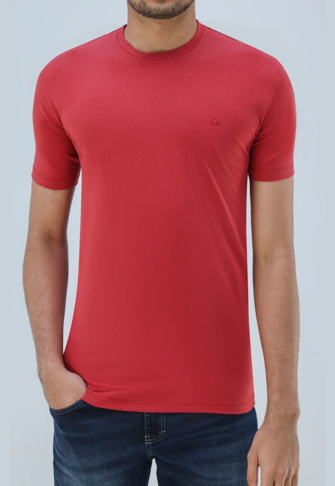 Camiseta Basica Ogochi Slim Fit. Vermelho