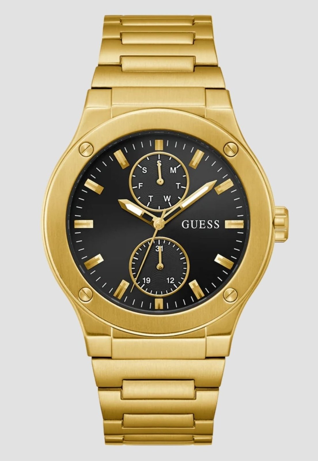 Relógio Redondo Guess Multifuncional Aço Dourado
