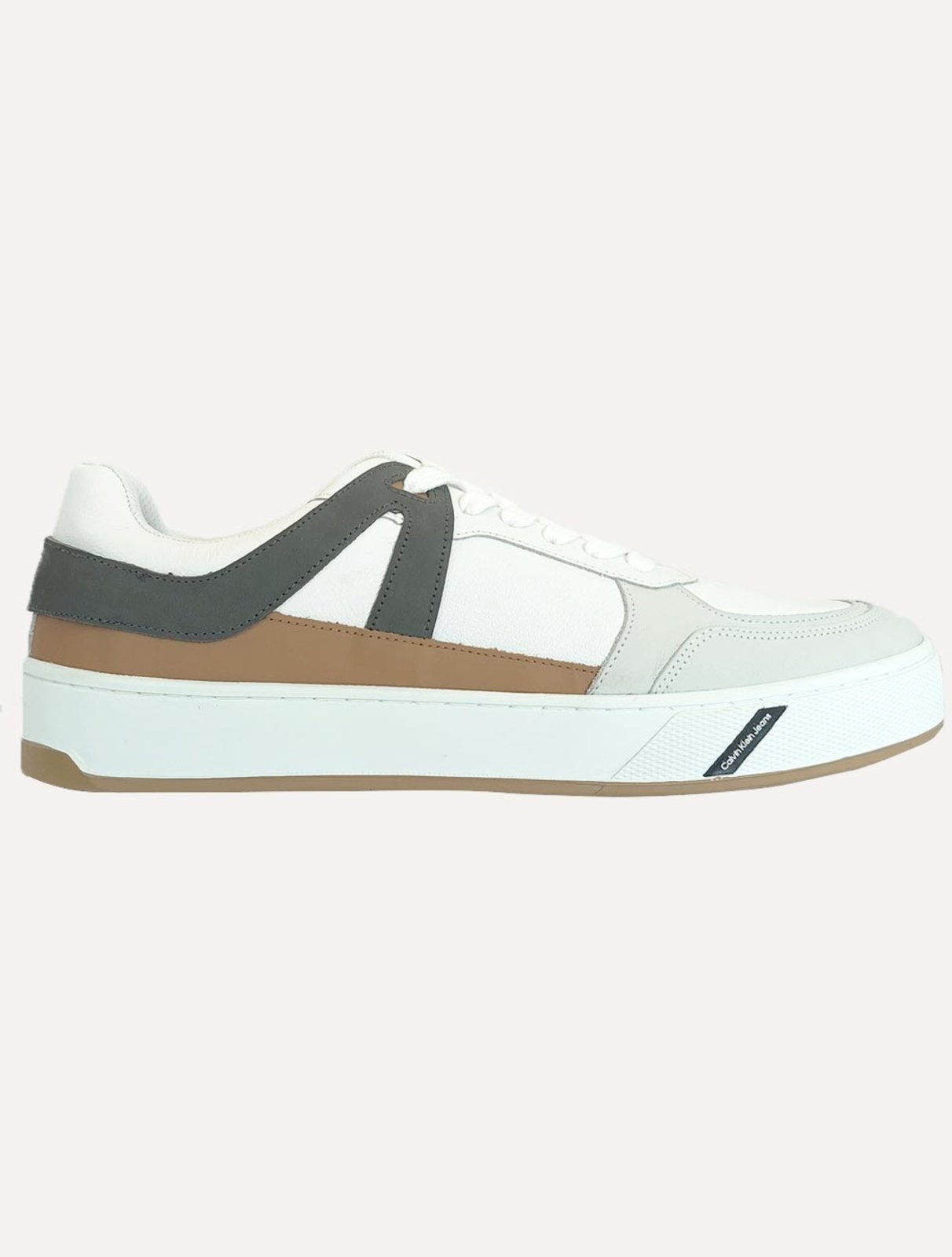 Tênis Calvin Klein Jeans Masculino Baixo Palito Layers Bicolor Branco
