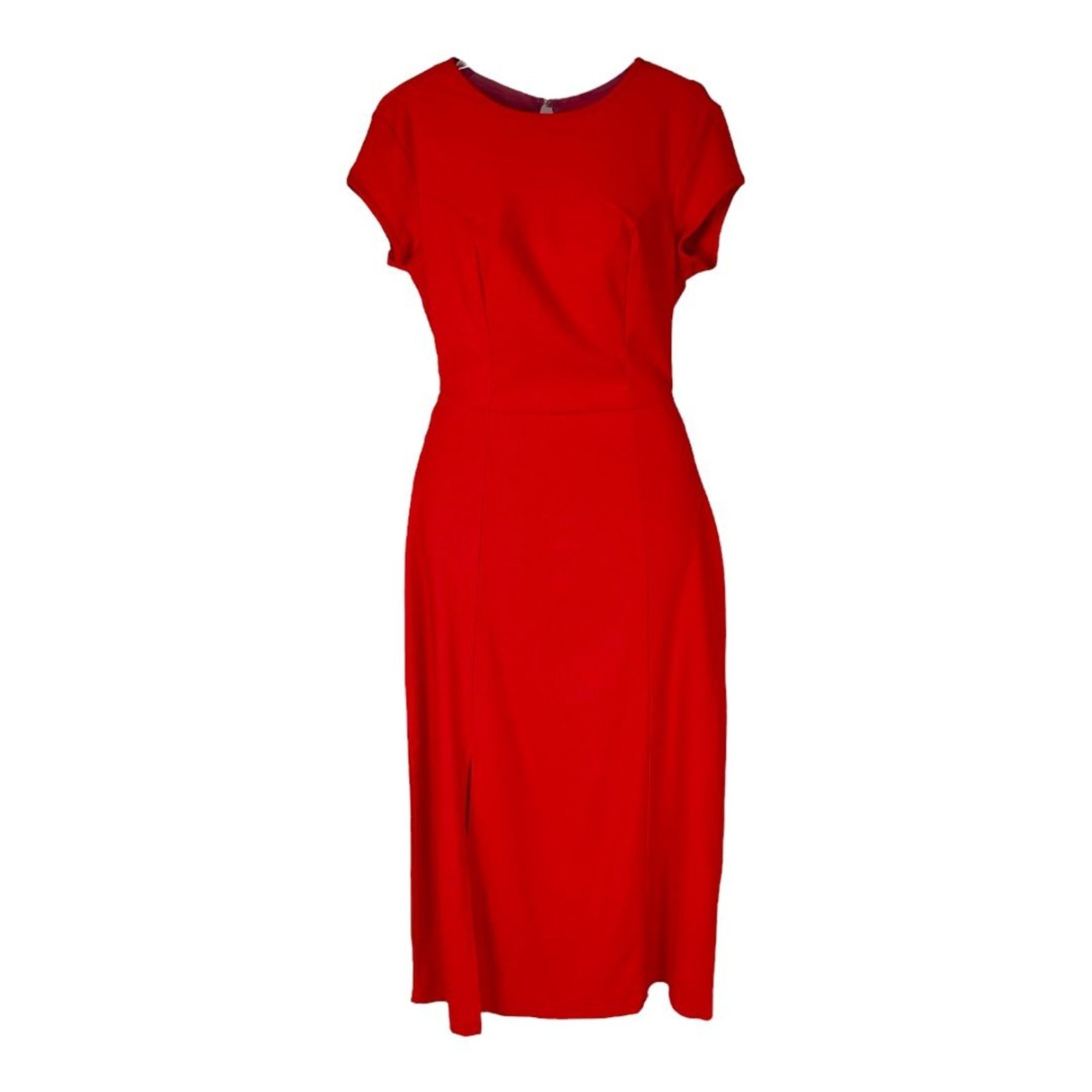 Vestido Comfort Manga Curta com Fenda Triton Vermelho Luxuri