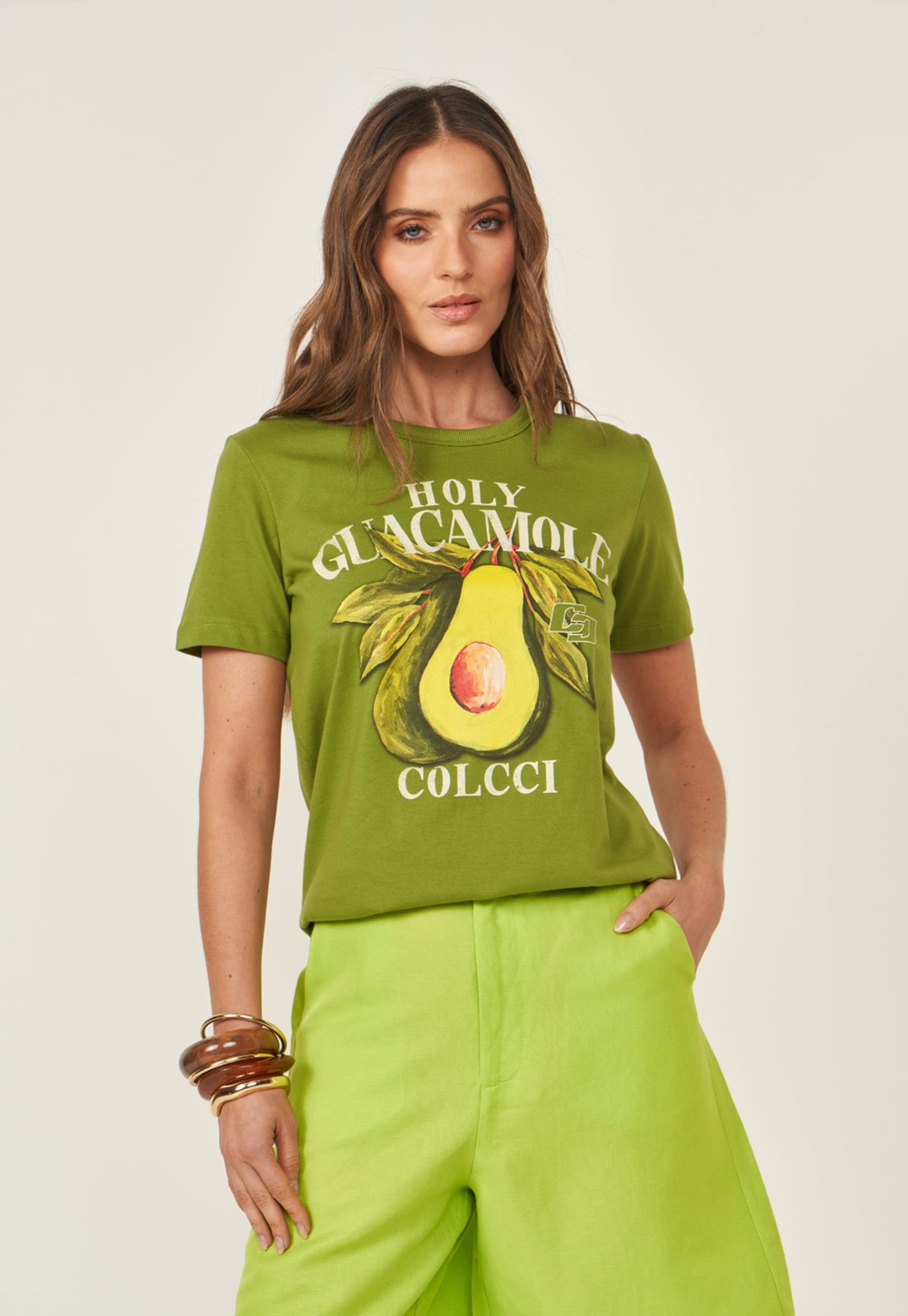 Camiseta Feminina Colcci Estampada Holy Guacamole Verde