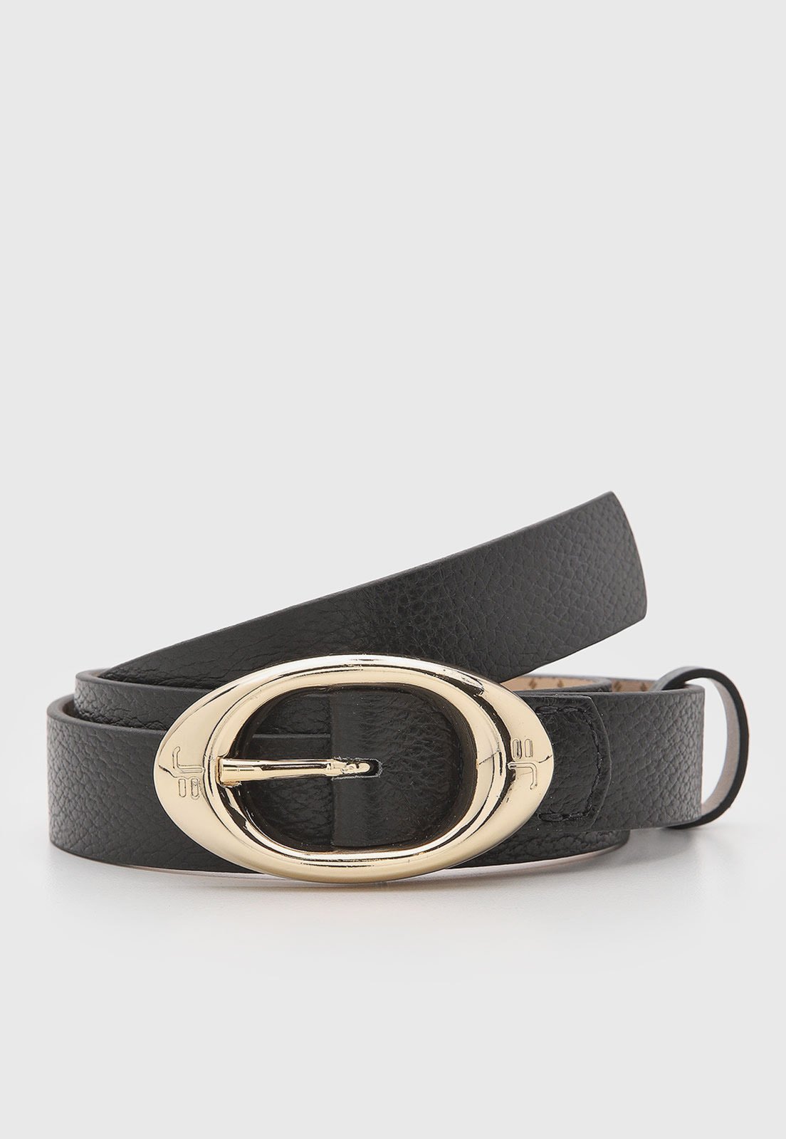 Cinto Feminino Jorge Bischoff Fivela Oval Couro Preto