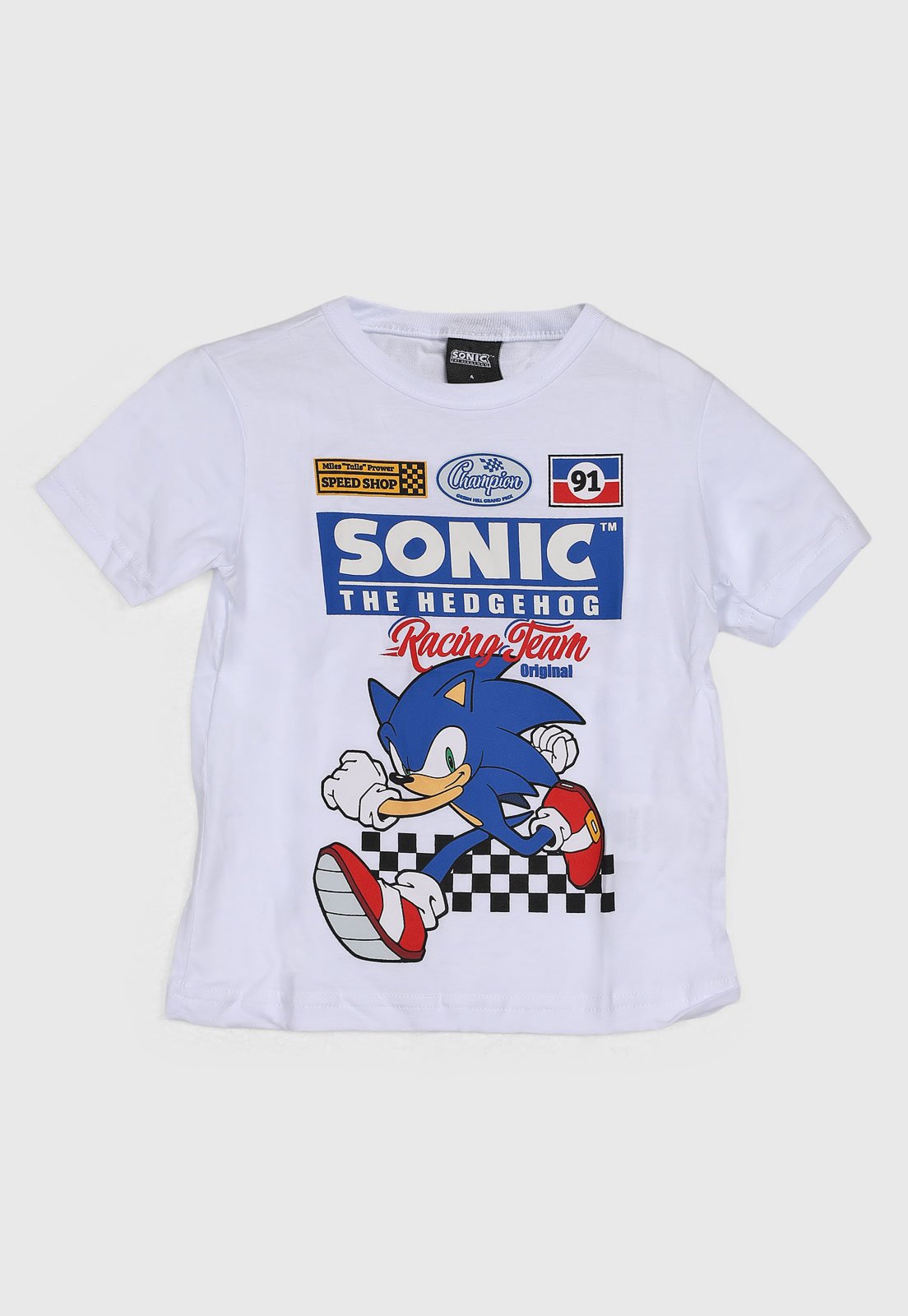 Infantil - Camiseta Brandili Estampa Sonic Branca