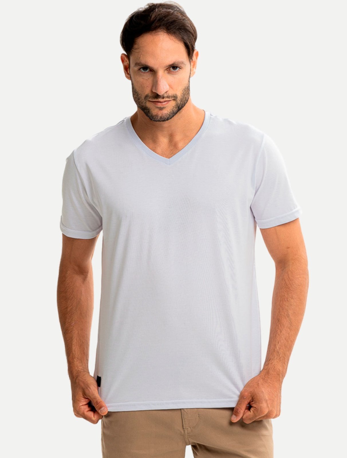 Camiseta King & Joe Slim Pima Gola V CA22802 Branca