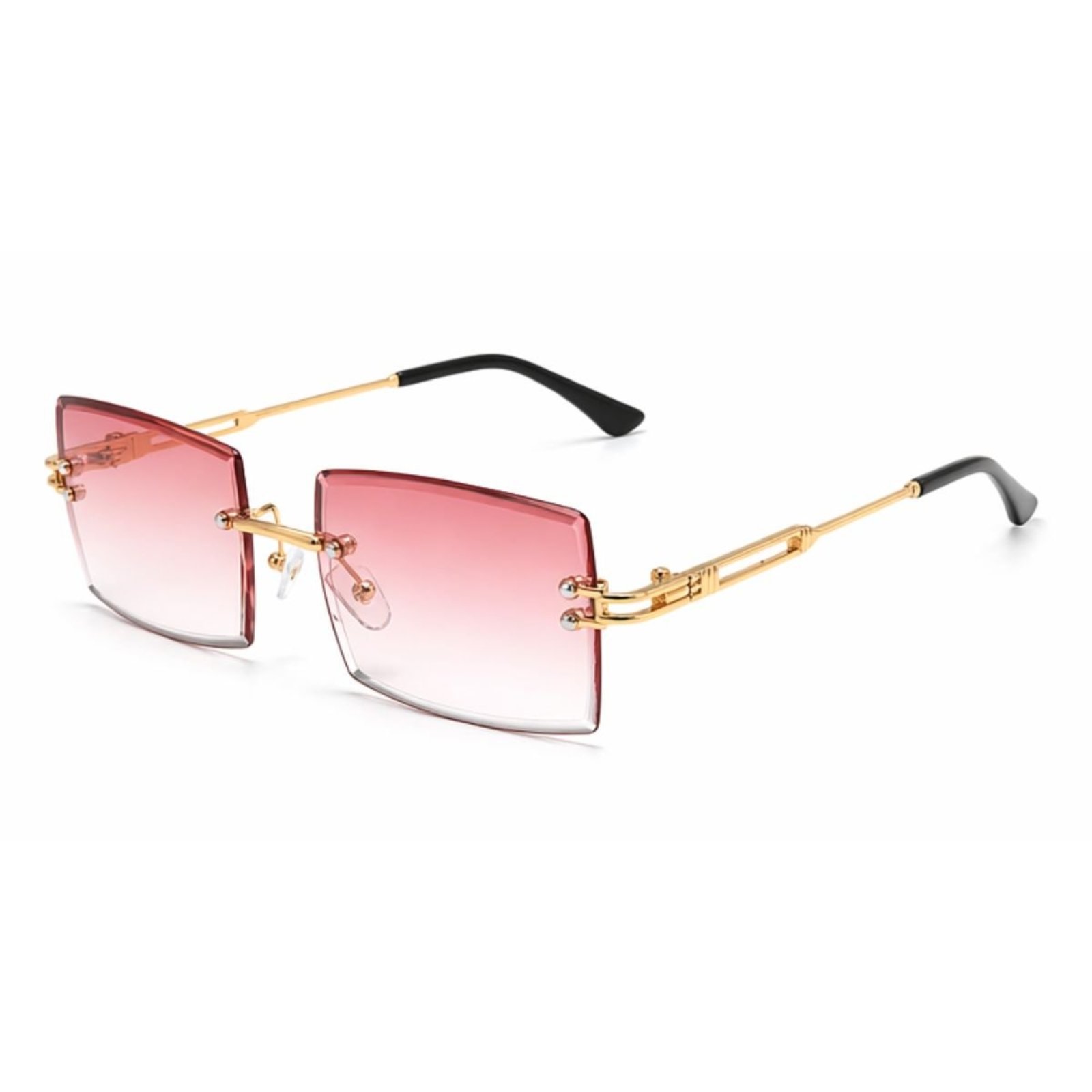 Óculos de Sol Quadrado Retrô Sem Aro Tendencia UV400 Luxo Rosa