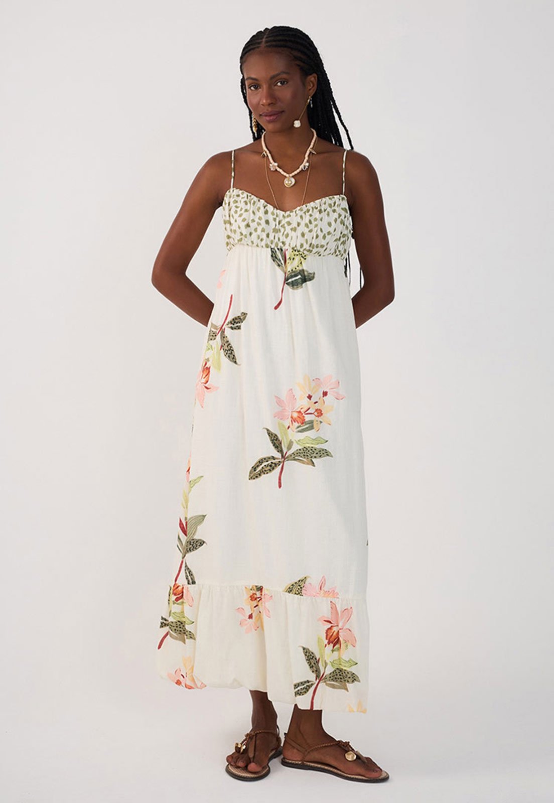 Vestido Dress To Midi Floral Off-White