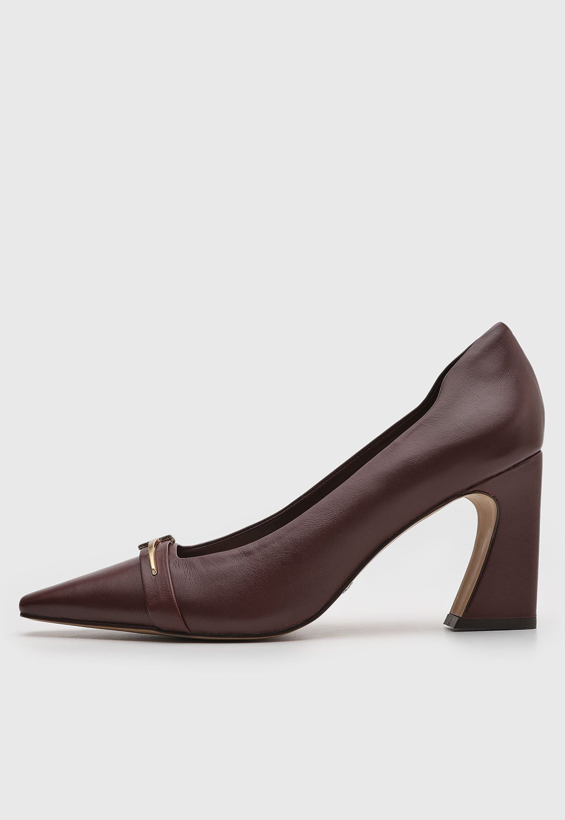 Scarpin Feminino Capodarte Bico Fino Salto Bloco Vinho