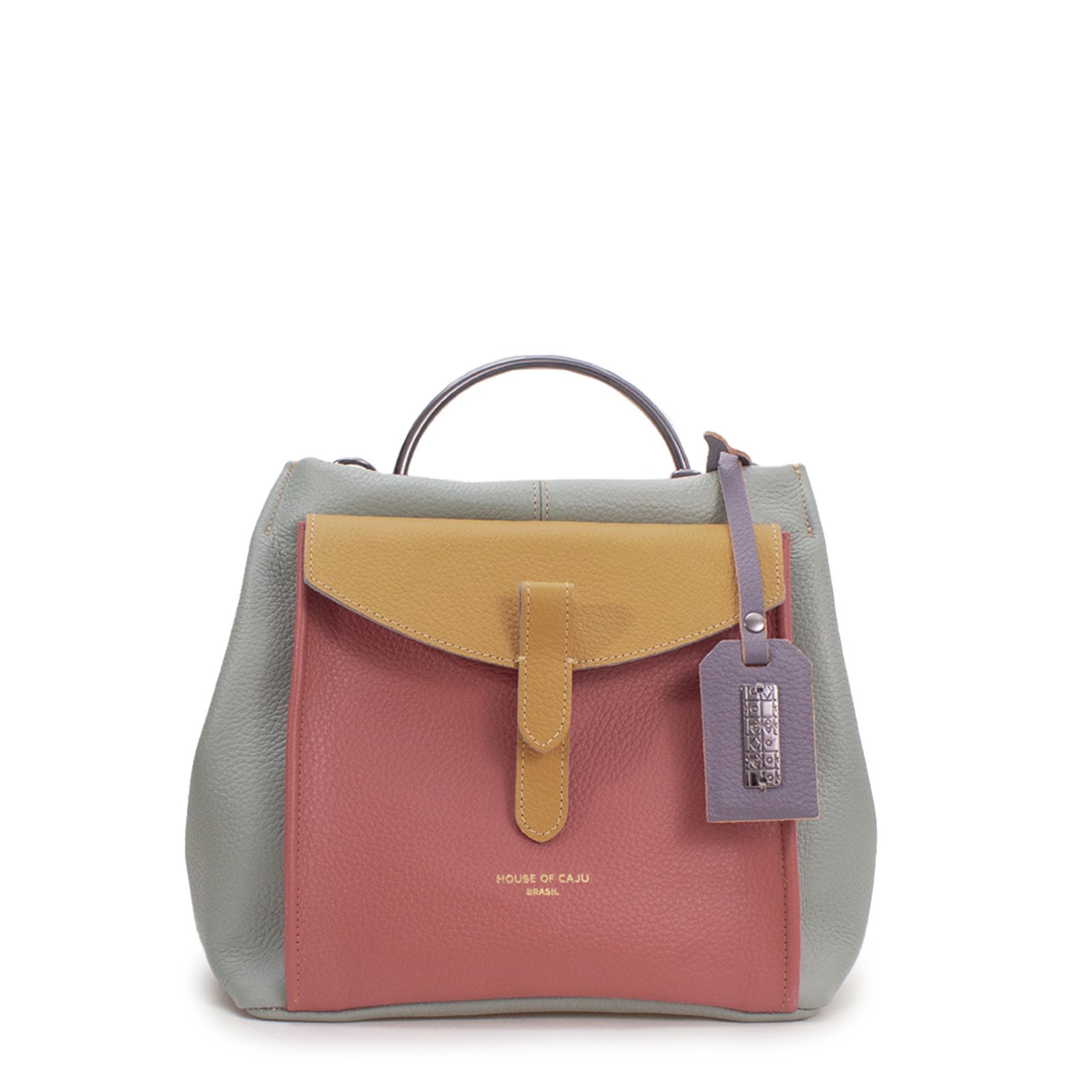 Bolsa Feminina Em Couro Alça De Mão Colorida "Ângela Aissum"""
