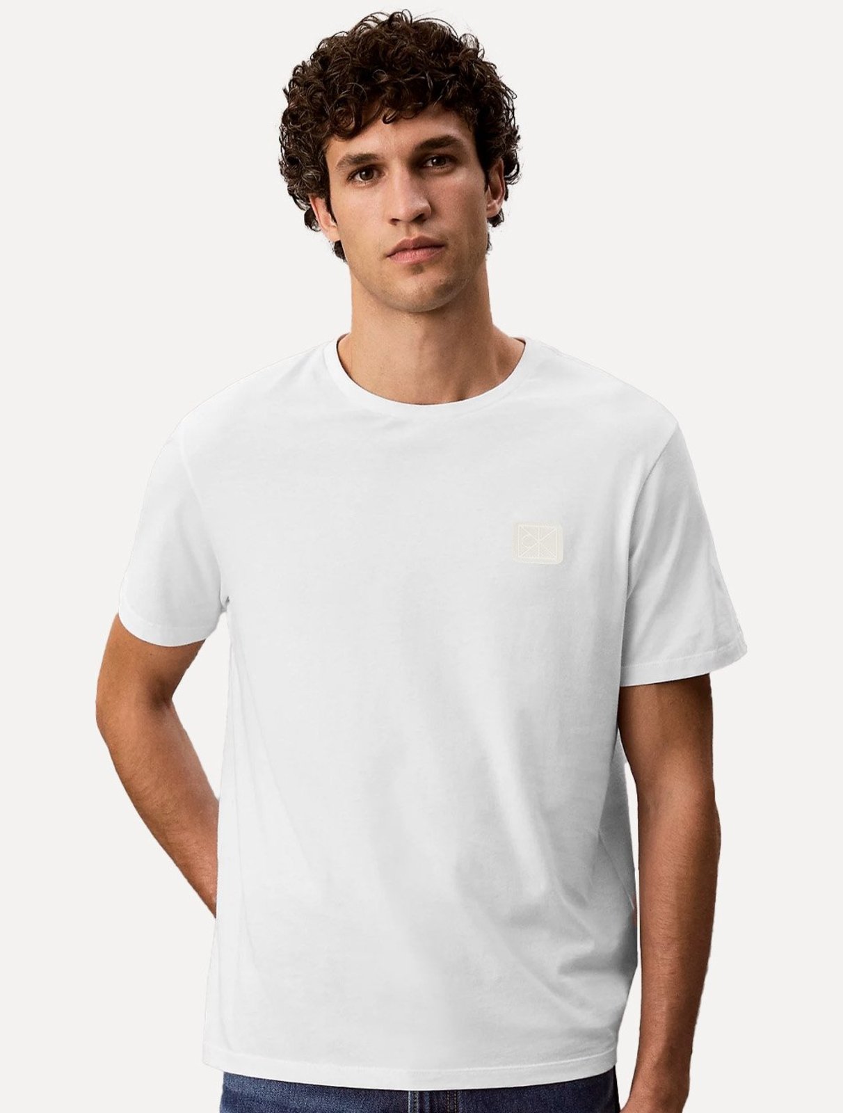 Camiseta Calvin Klein Masculina Egyptian Cotton CK Rubber Badge