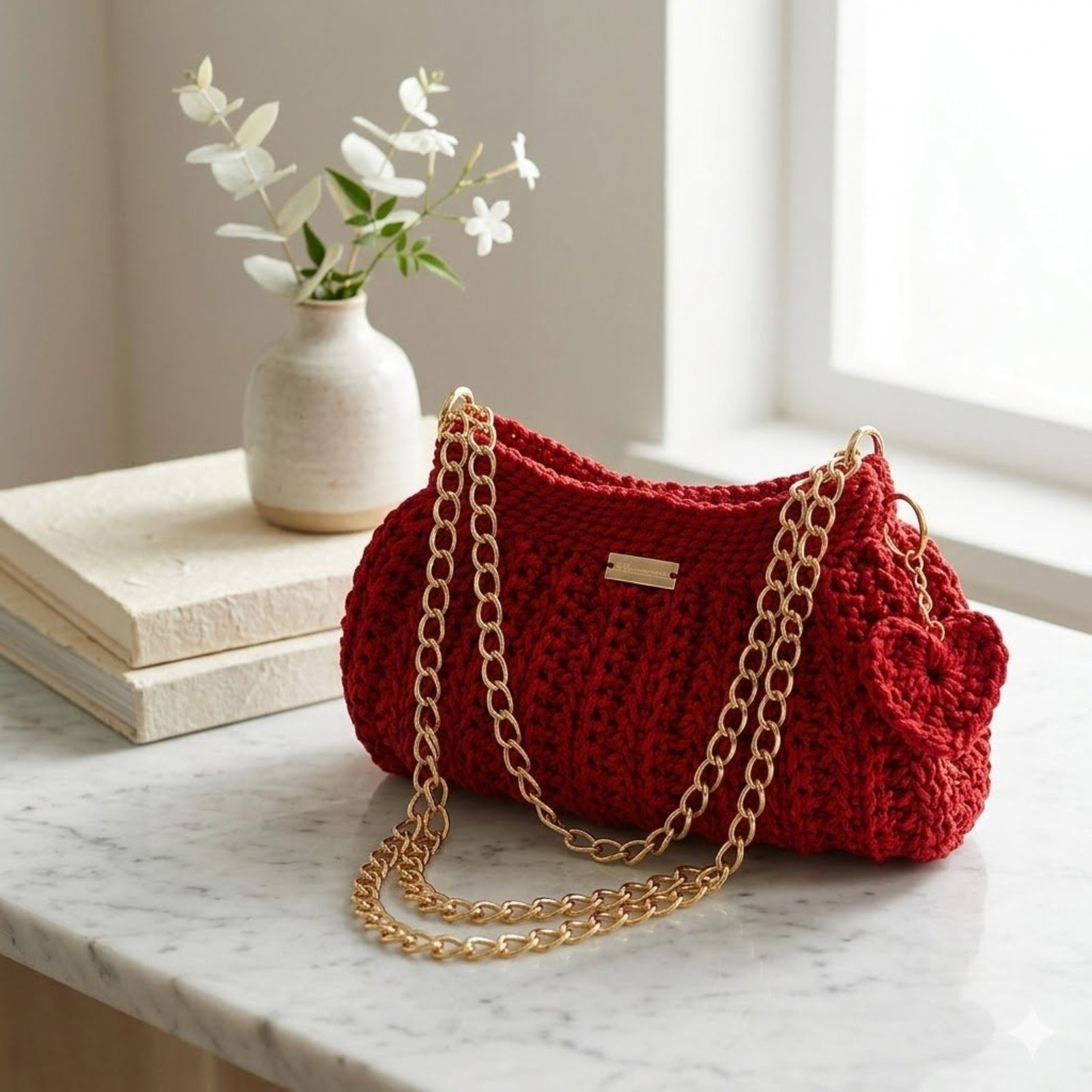 Bolsa Clutch Artesanal TopGrife Croché Feito a Mão Vermelho