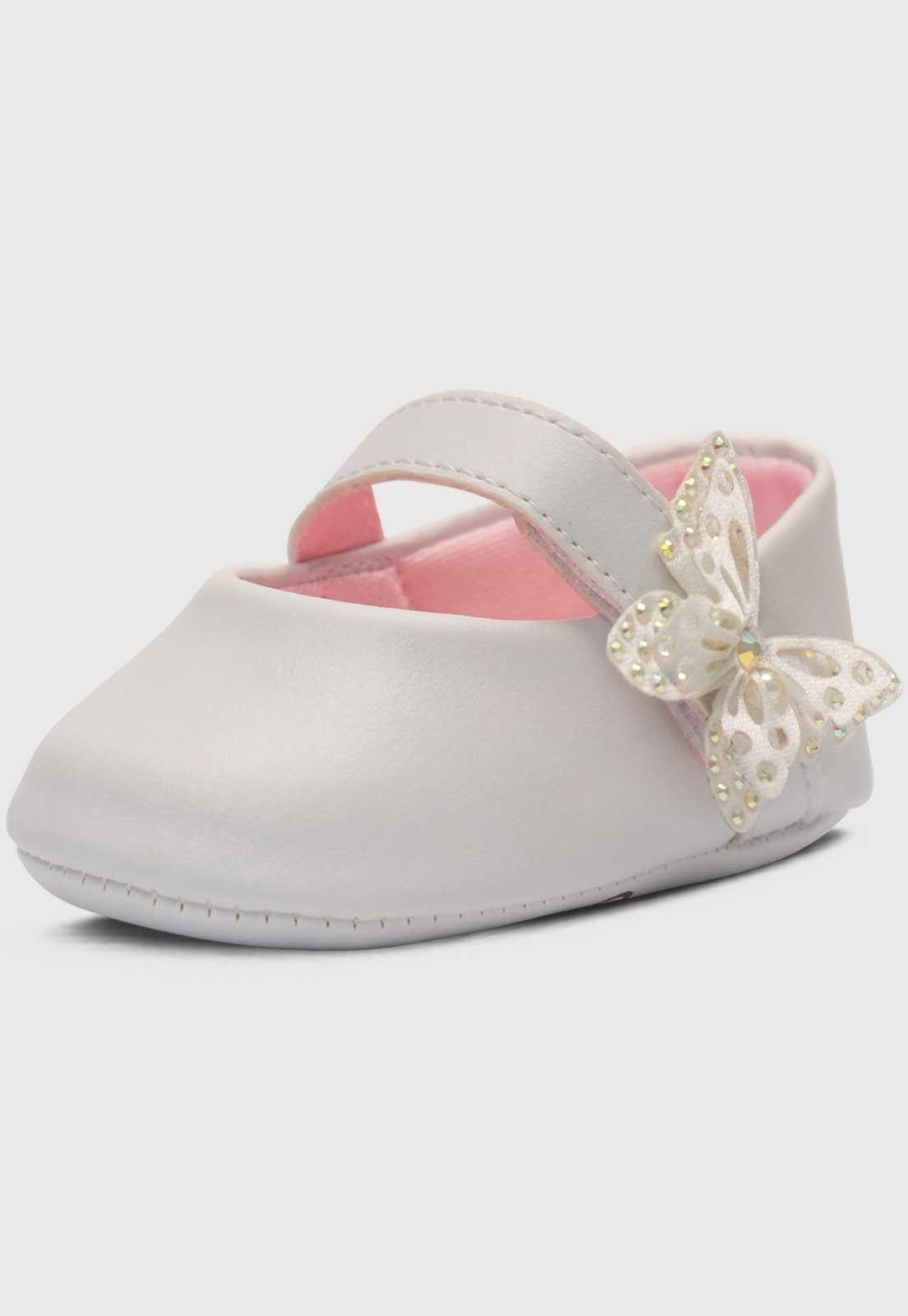 Infantil – Sapatinho Pópidi Menina Sapatilha Borboleta Branco