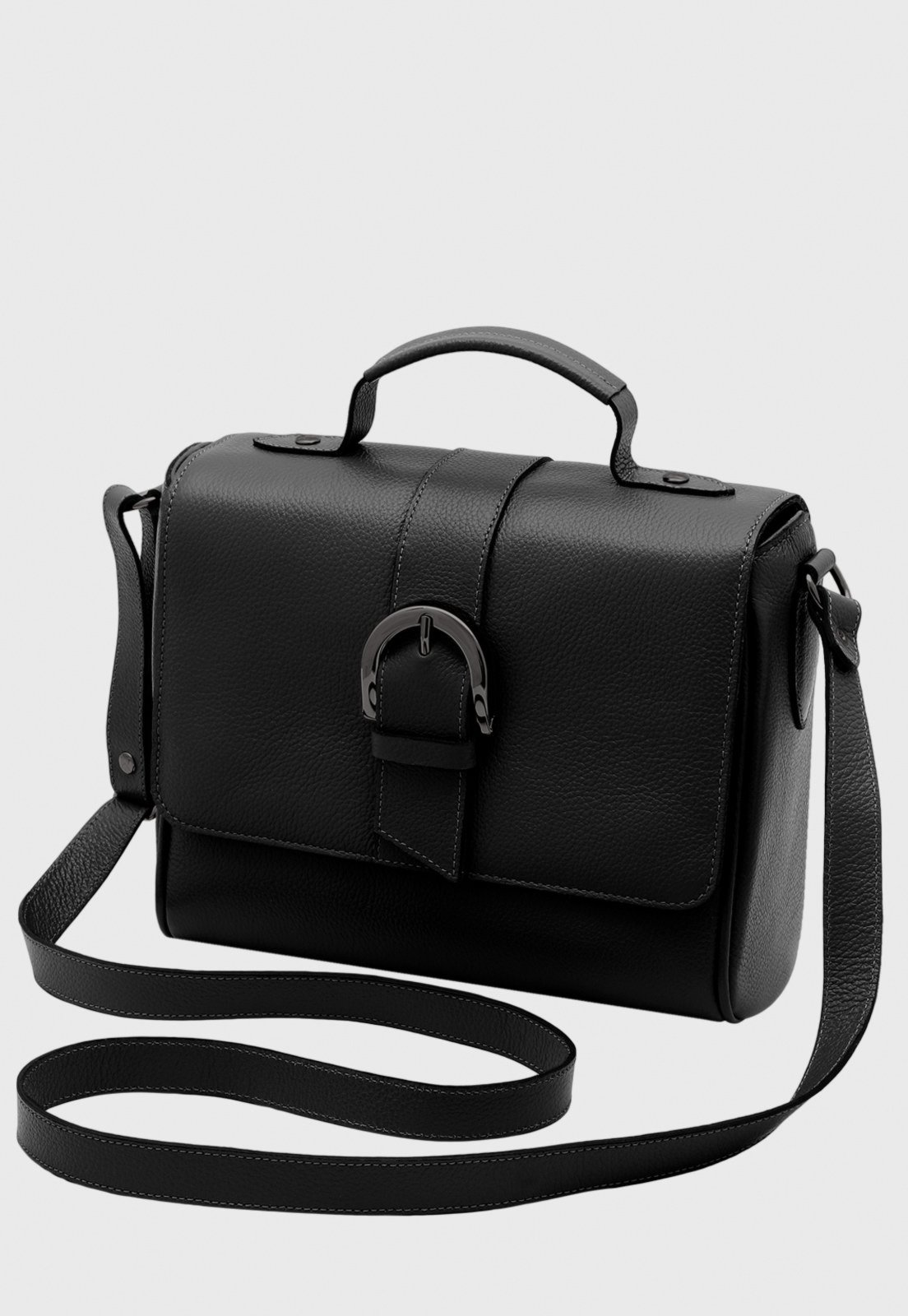 Vista 2 Bolsa Transversal Couro Mariart Sauípe Preta preto Mariart preto