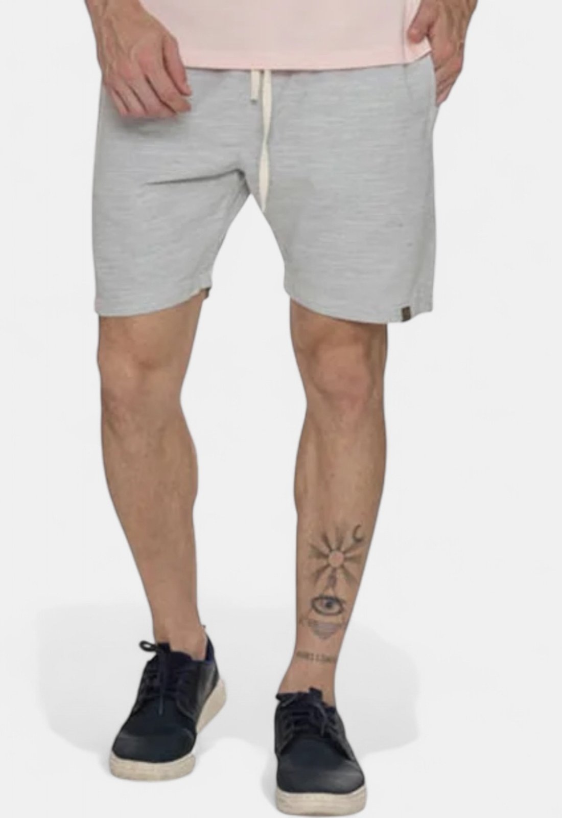 Shorts Areia Branca Yacht Listrado Cinza