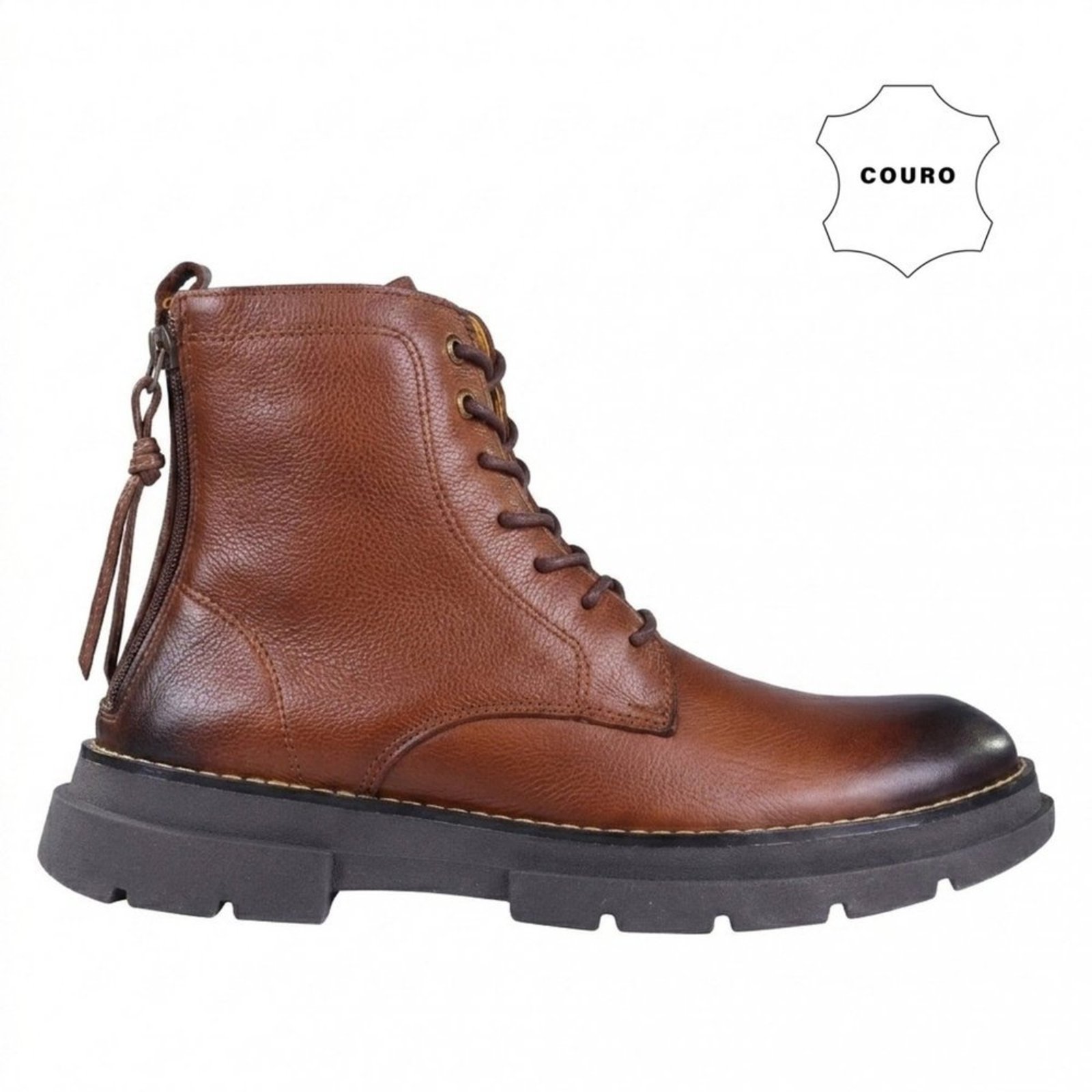 Bota Masculina em Couro Zariff Han002 Zariff Marrom