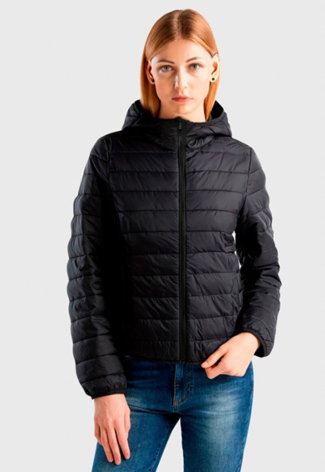 Jaqueta Puffer WA Feminina Bobojaco com Bolsos e Capuz Removível Preto