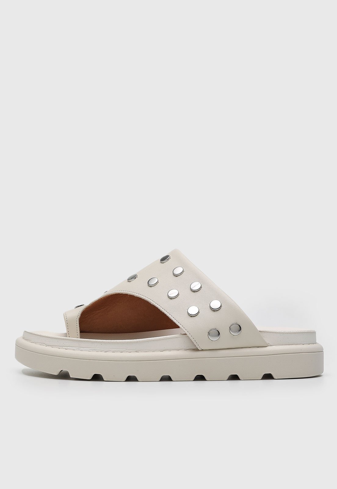 Rasteira Feminina Vizzano Tachas Off-White