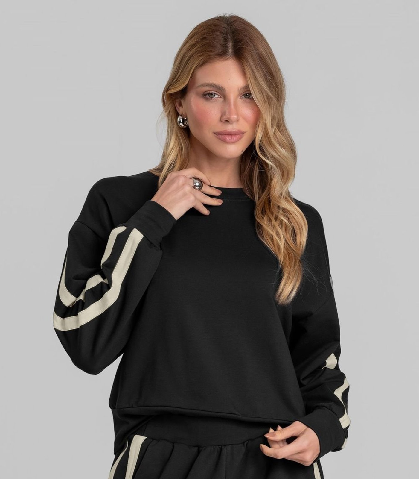 Moletom Feminino Em Molecotton Peluciado Dianna Preto