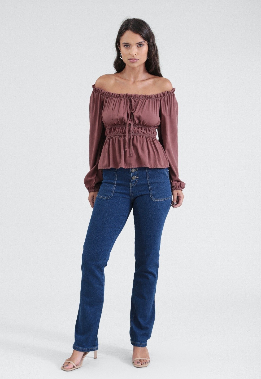 Calça Jeans Pop Me Com Elastano E Botões Azul