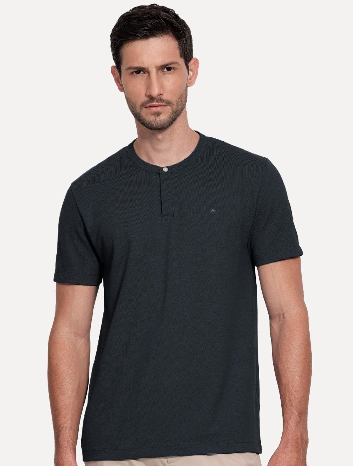 Camiseta Aramis Masculina Regular Piquet Gola Portuguesa Azul Marinho