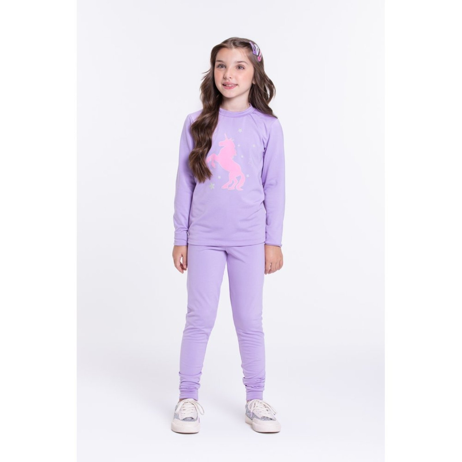Vista 2 Infantil - Conjunto Térmico Brilha no Escuro Feminino VIDA COSTEIRA preto VIDA COSTEIRA preto