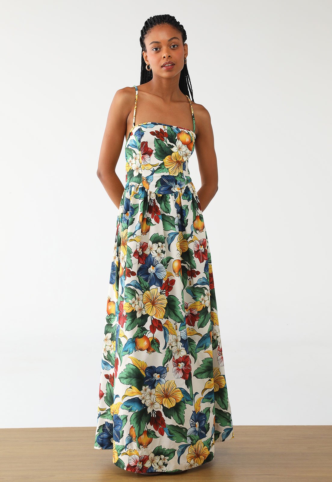 Vestido FARM Longo Tropicalzinho Branco