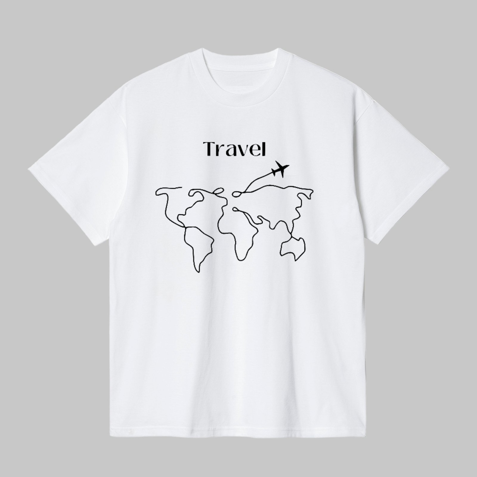 Camiseta Básica Travel Mapa Mundo Estilo Minimalista Viagem Branco