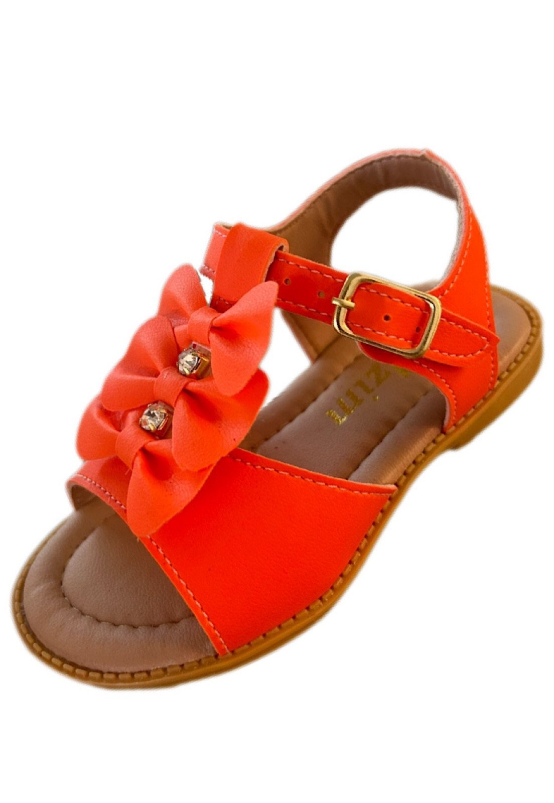 Infantil – Sandália menina infanil Solzim tres laços Laranja