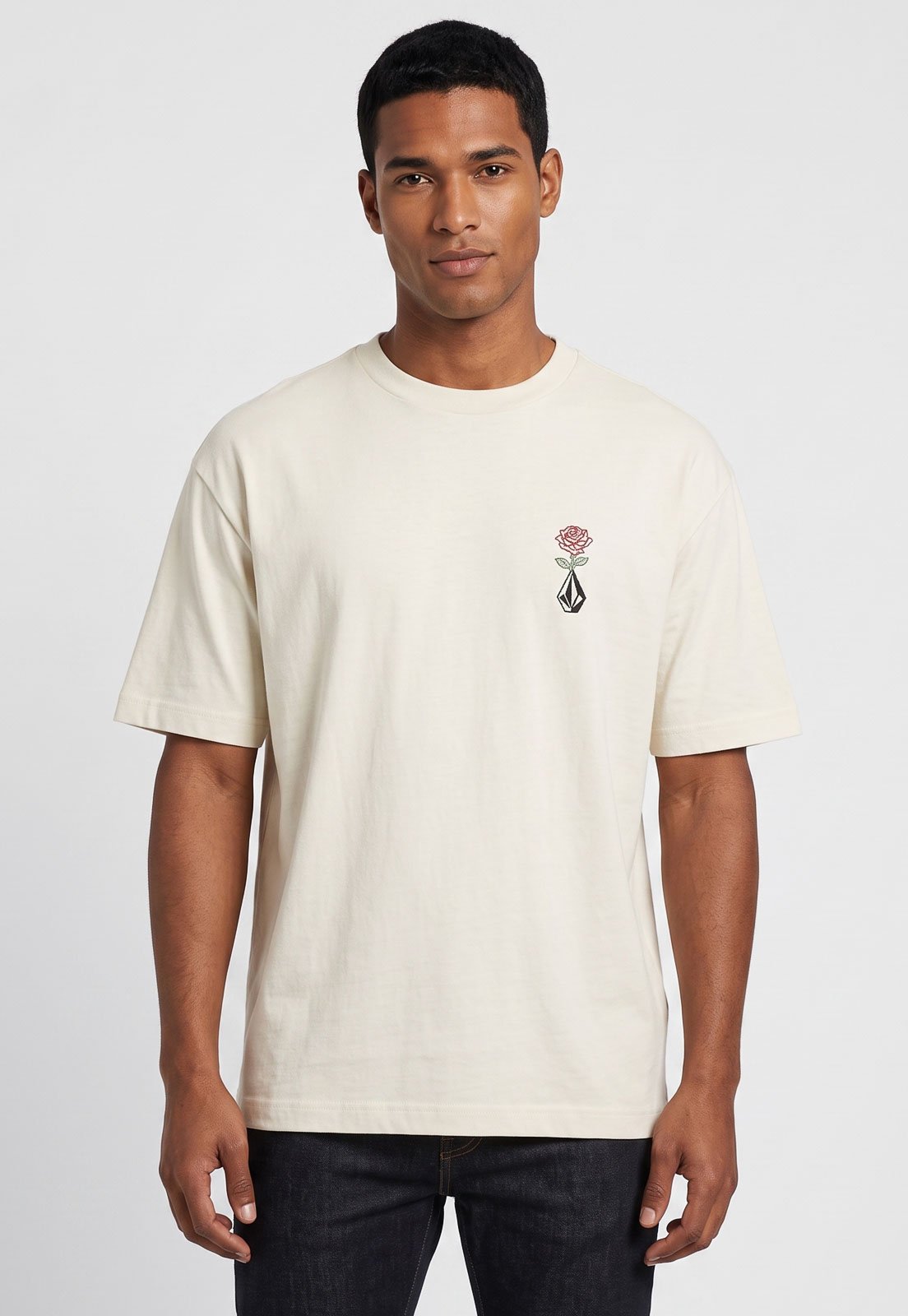 Camiseta Masculina Volcom Estampa Rosa Off-white