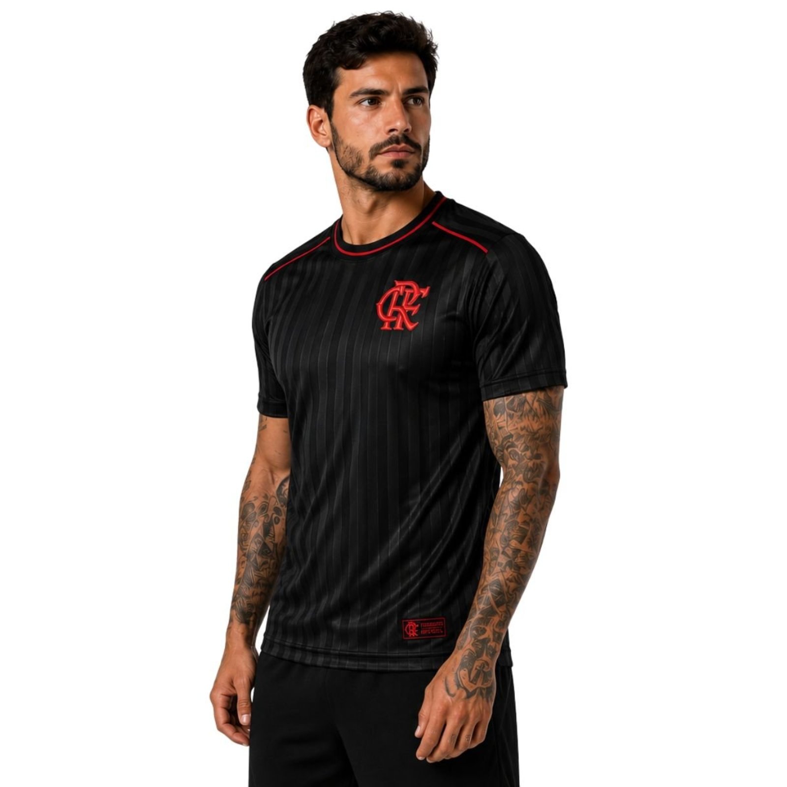 Camiseta Flamengo Masculina TPU Black Dry Fit Licenciada Futebol Premium Preto