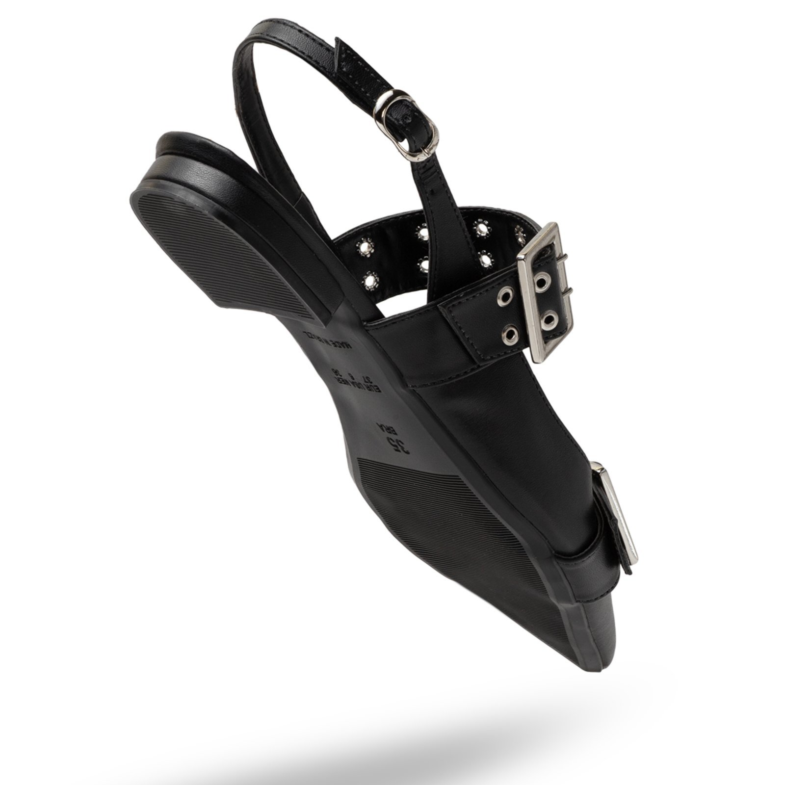 Vista 3 Sapatilha Slingback Rasteira Feminina 183010 preto preto
