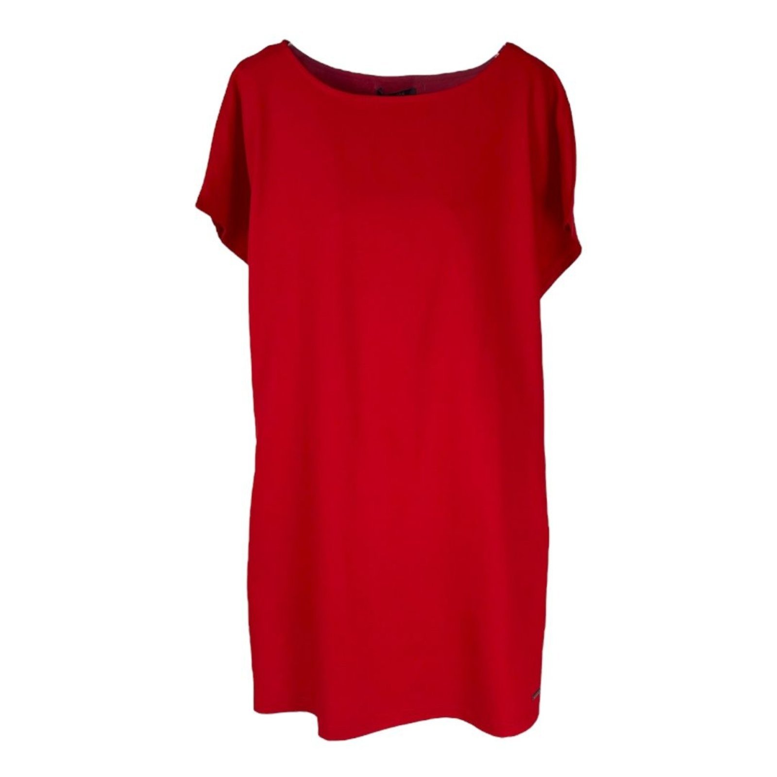 Vestido Comfort Médio Gola Canoa Triton Vermelho Luxury