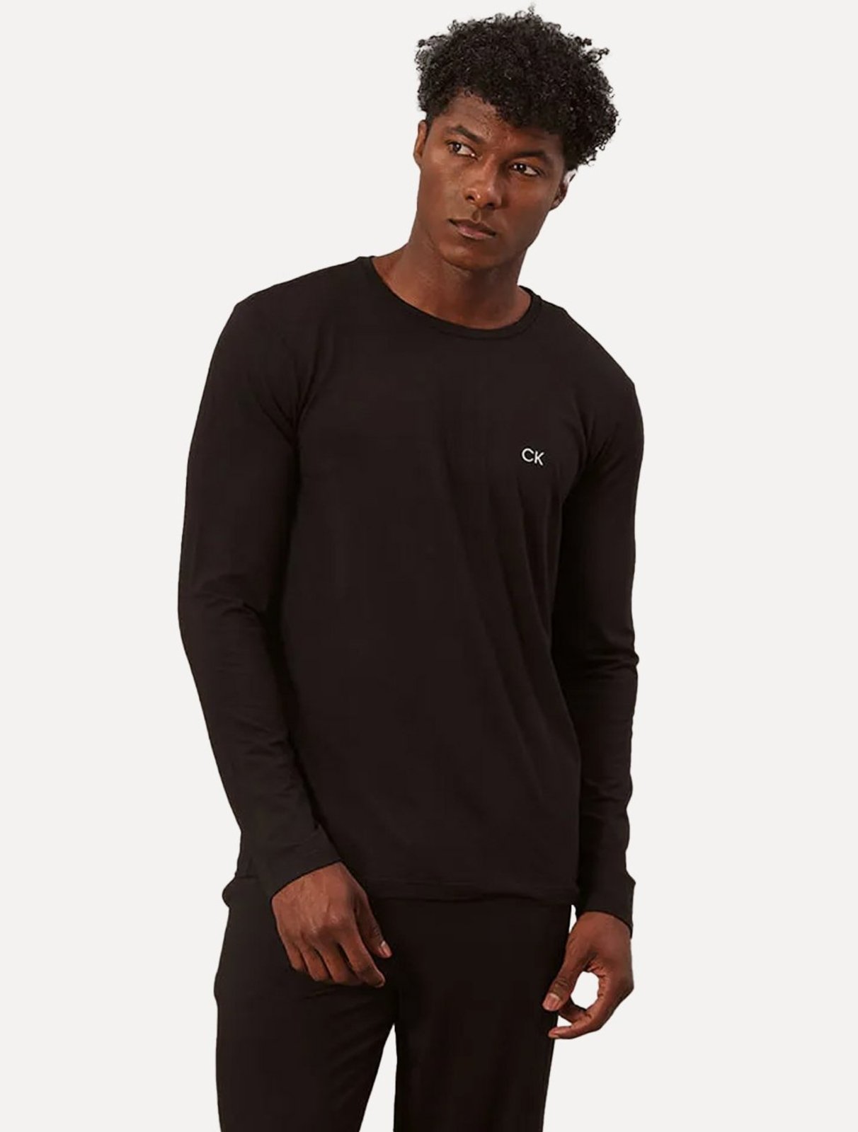 Pijama Calvin Klein Masculino Manga Longa Calça CK Modal Preto