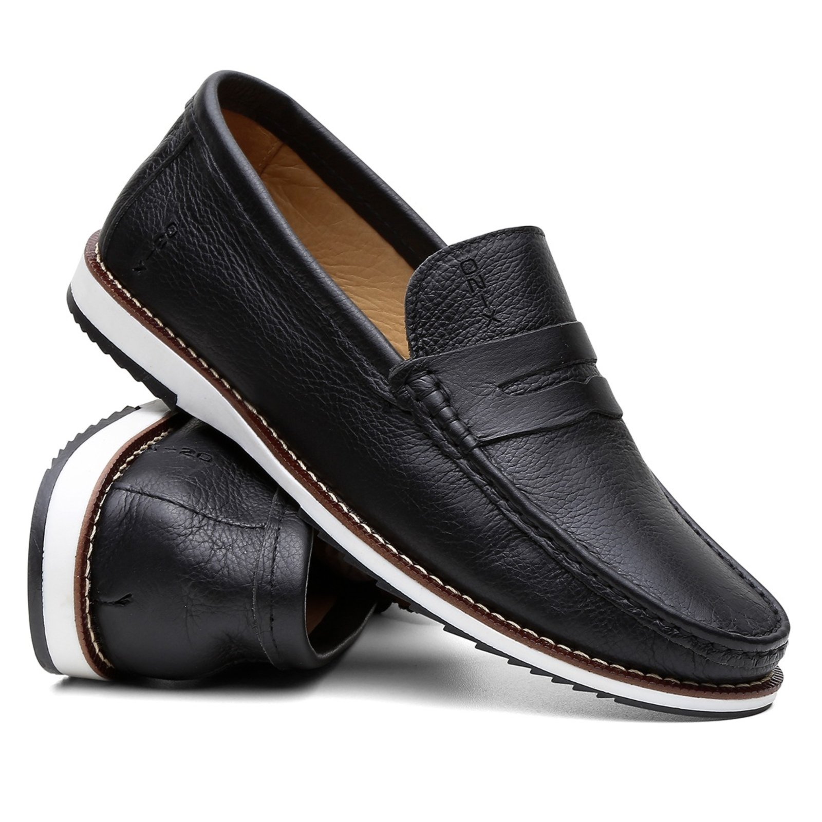 Mocassim Masculino Docksider em Couro Moderno Preto