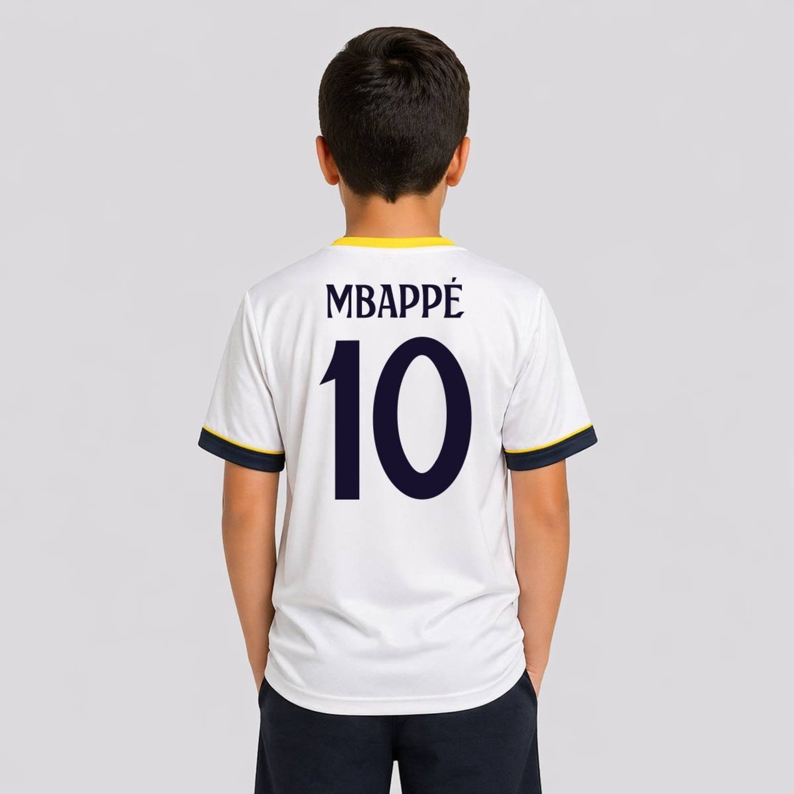 Camisa Real Madrid Coroa Branca 10 Mbappé