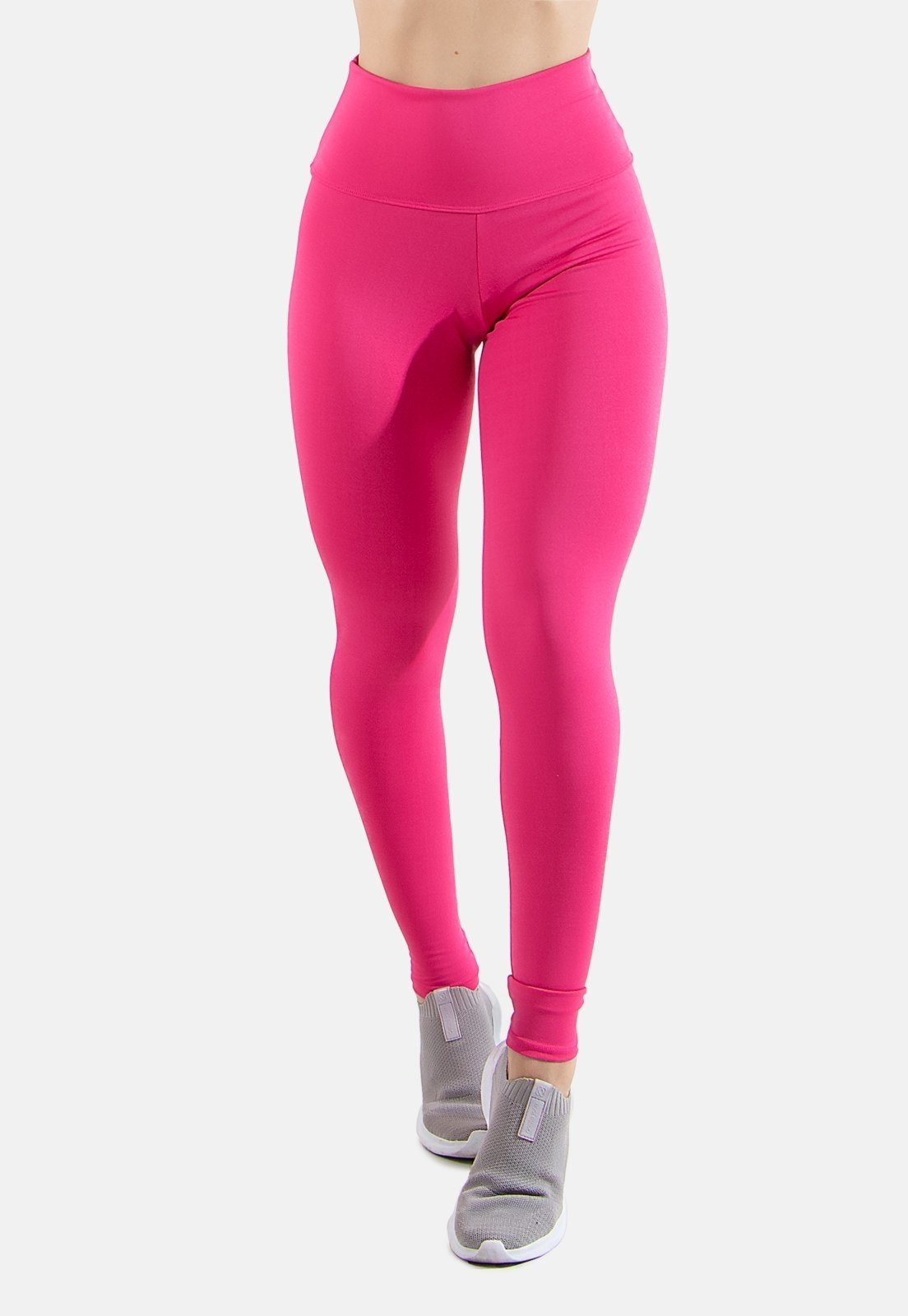 Calça Legging Suplex 4 Estações Cós Alto Liso Fitness Feminino Academia Rosa