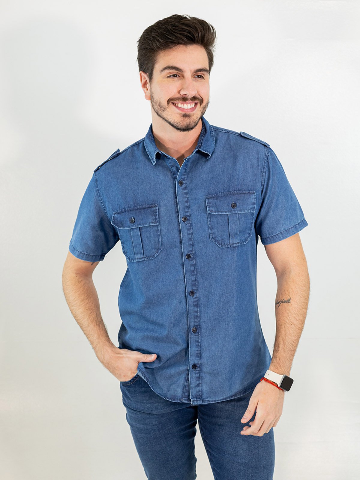 Camisete Masculina Utilitária Jeans Soft Manga Curta Anticorpus