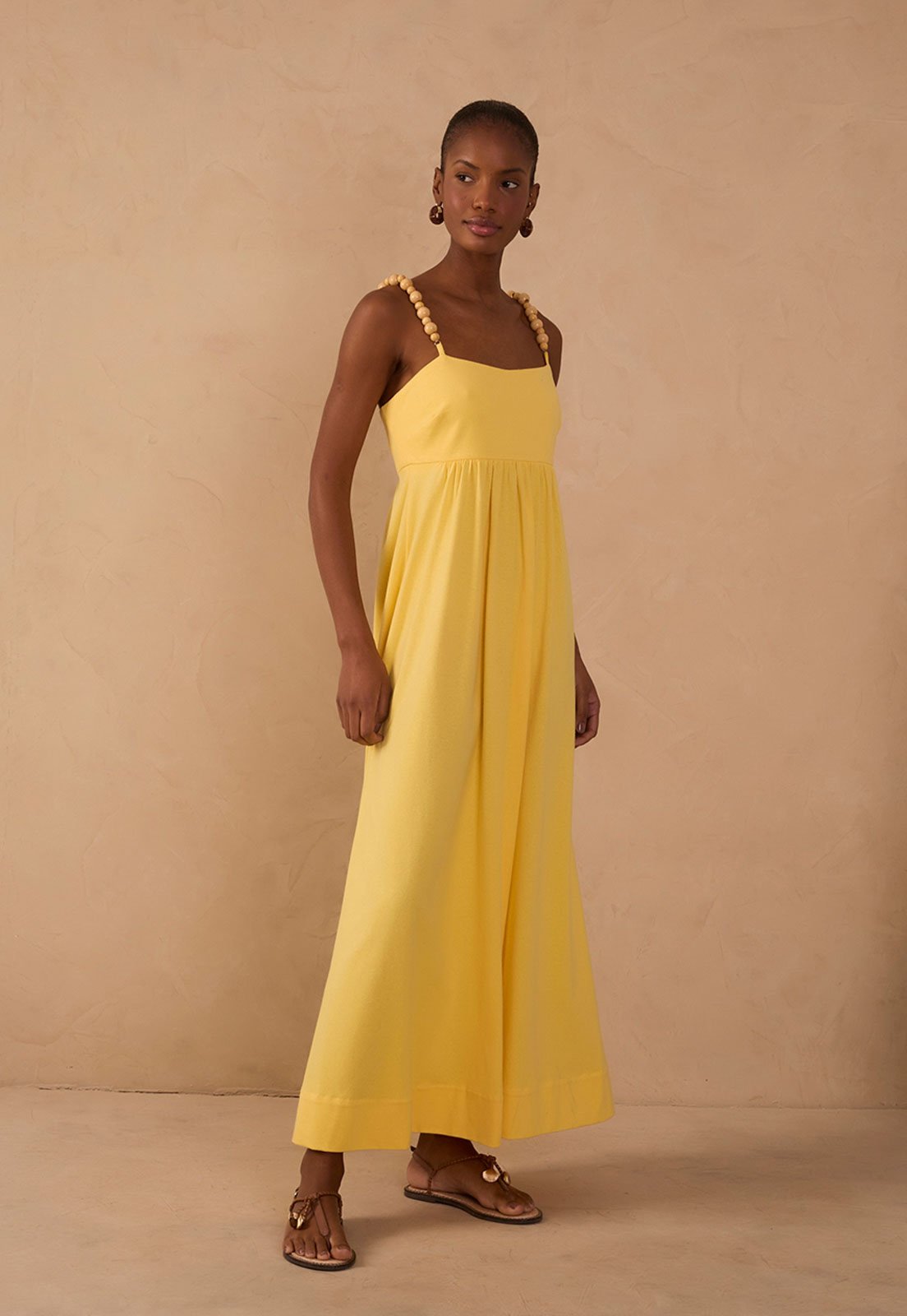 Vista 3 Vestido Feminino Dress To Alças Detalhadas amarelo Dress to amarelo