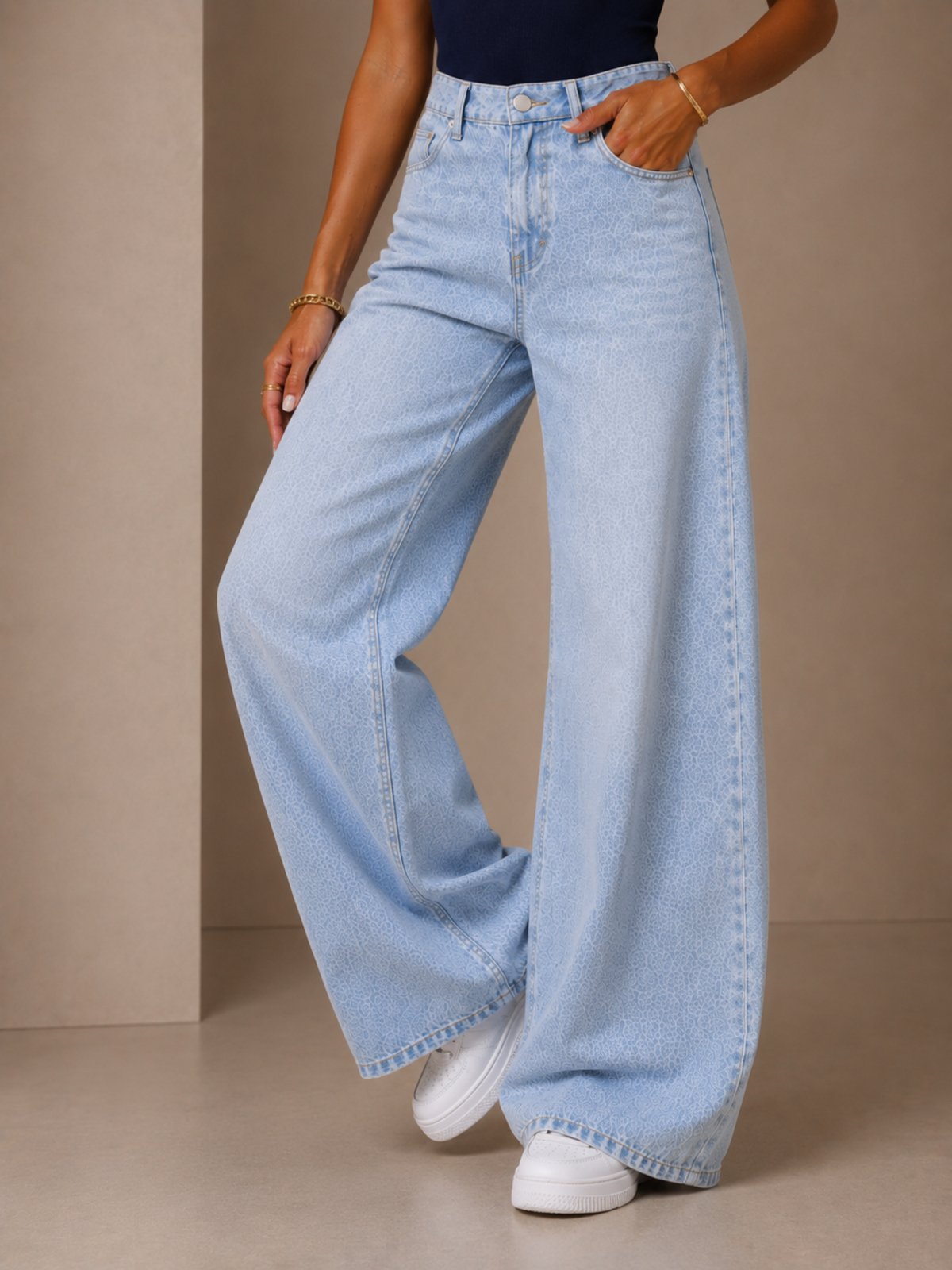 Calça Wide Leg Feminina Mys Jeans Cintura Alta Modelagem Premium Confortável