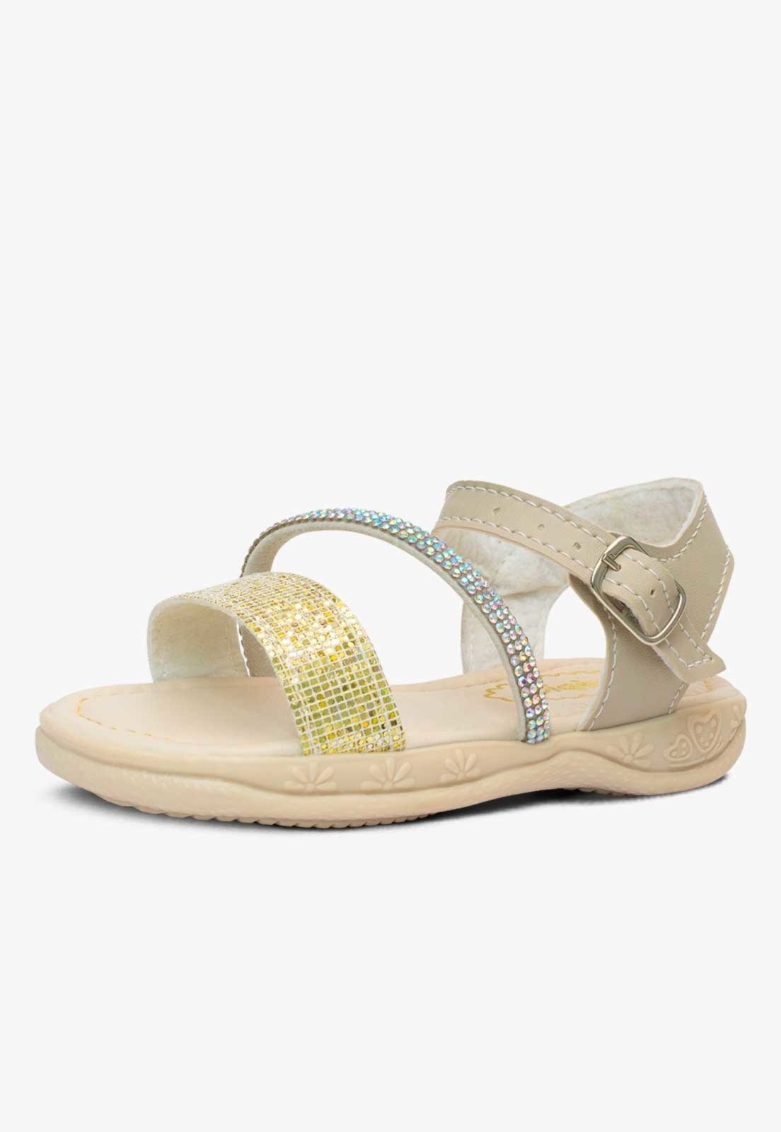 Infantil – Sandália Pópidi Brilho Strass Dourado