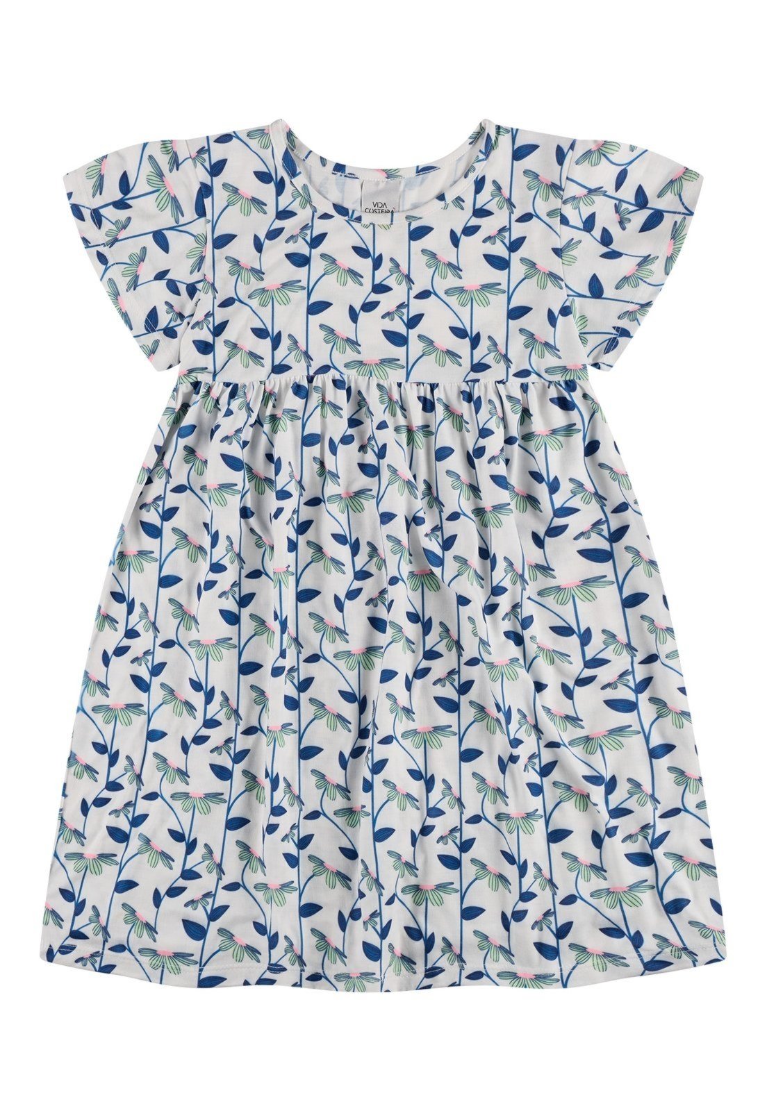 Vista 3 Infantil - Vestido Poliplex Evasê Margaridas VIDA COSTEIRA branco VIDA COSTEIRA branco