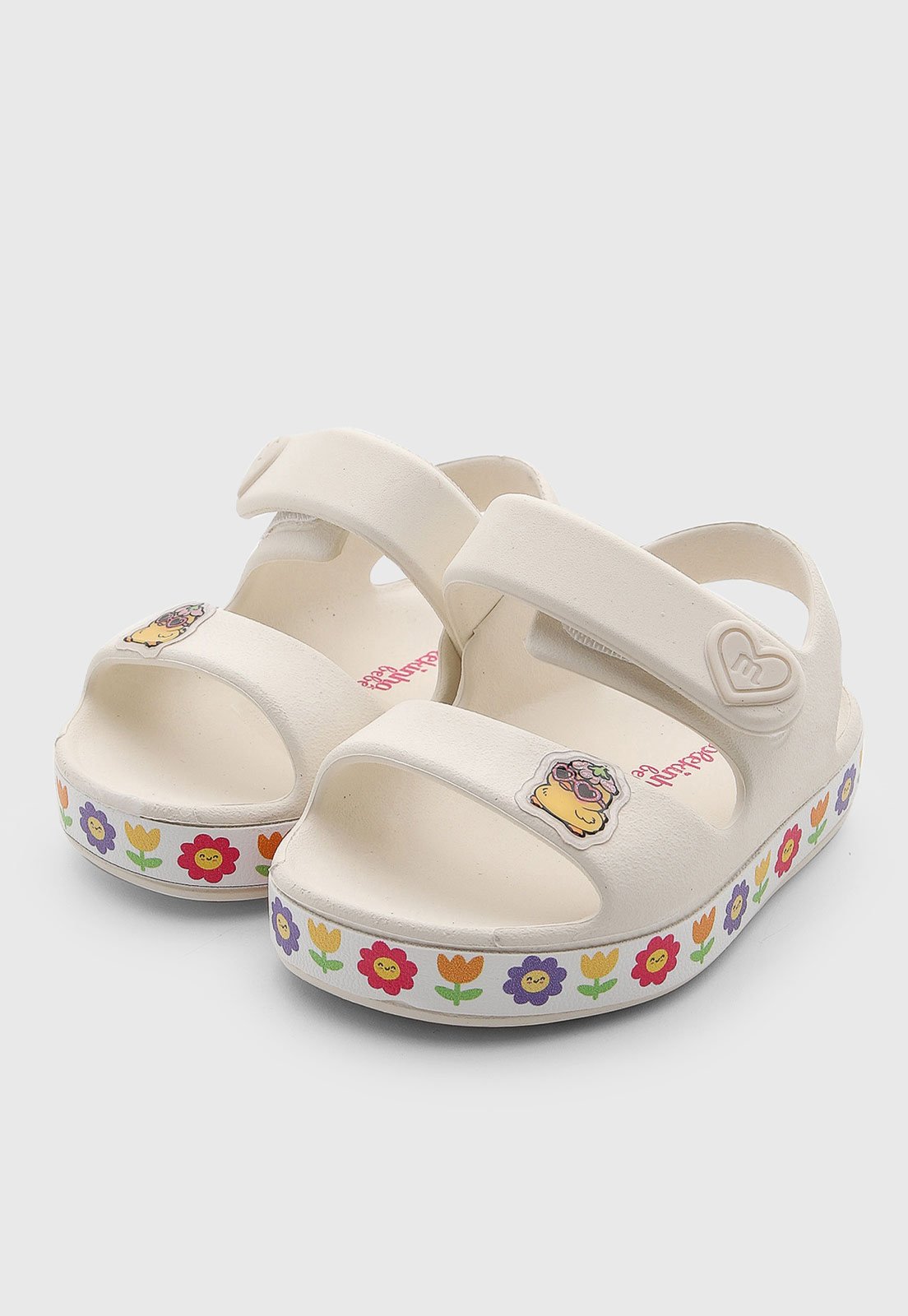 Infantil - Sandália Molekinha Estampa Floral Off White